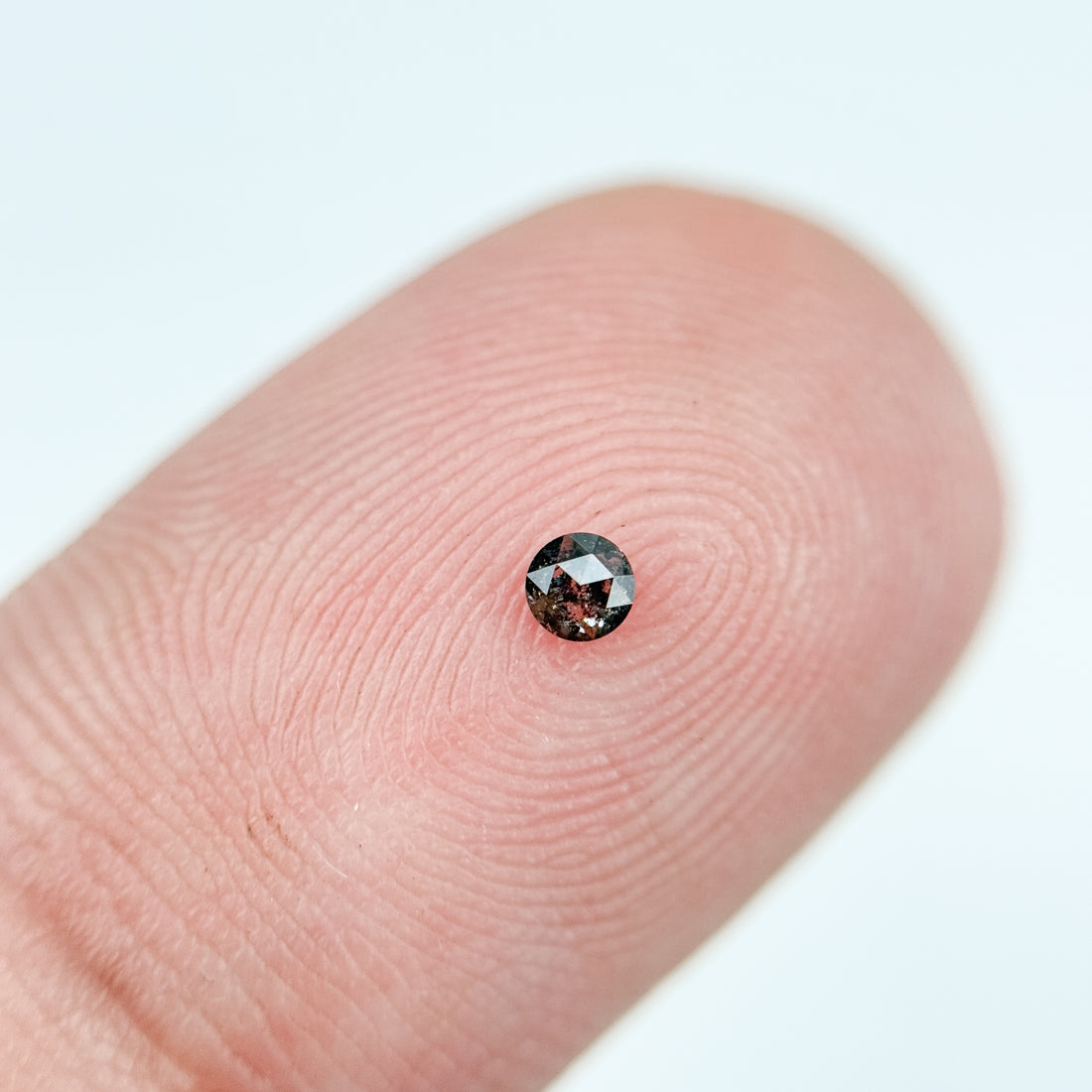 0.10 Ct Round Rose Cut Grey Natural Salt and Pepper Diamond
