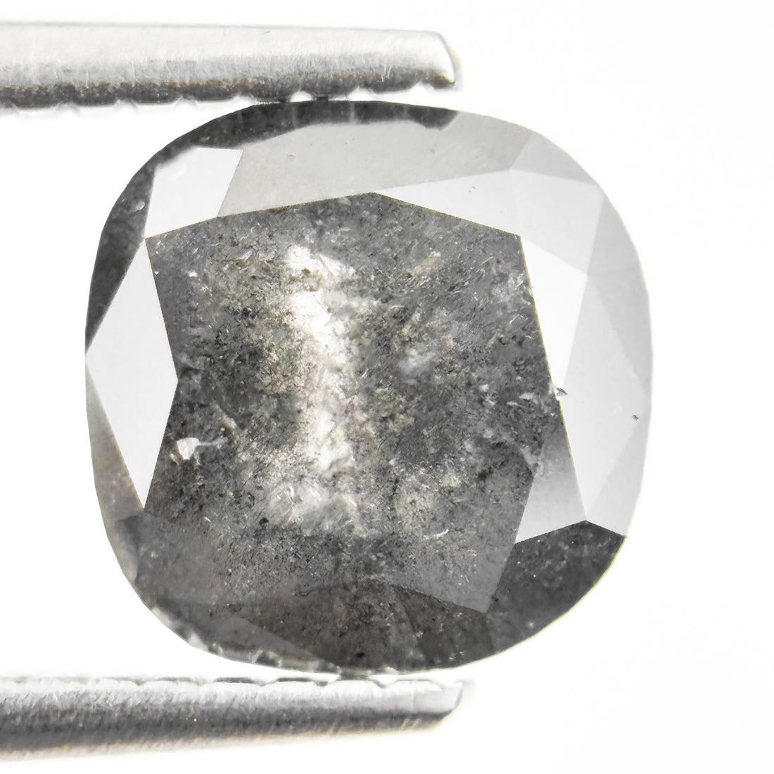 2.00 Ct Cushion Rose Cut Grey Natural Salt and Pepper Diamond