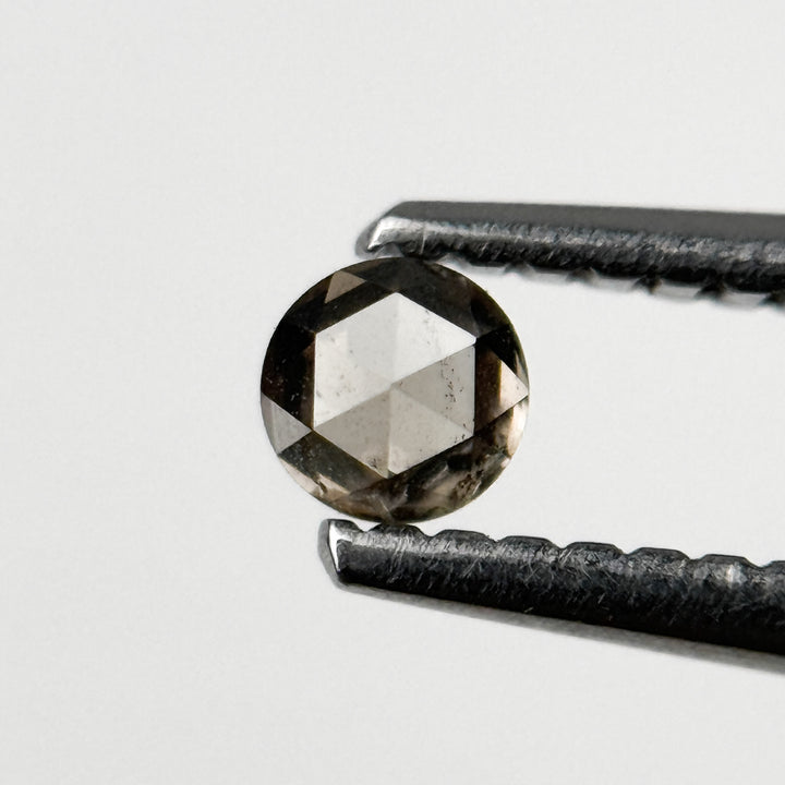 0.23 Ct Round Rose Cut Grey Natural Salt and Pepper Diamond