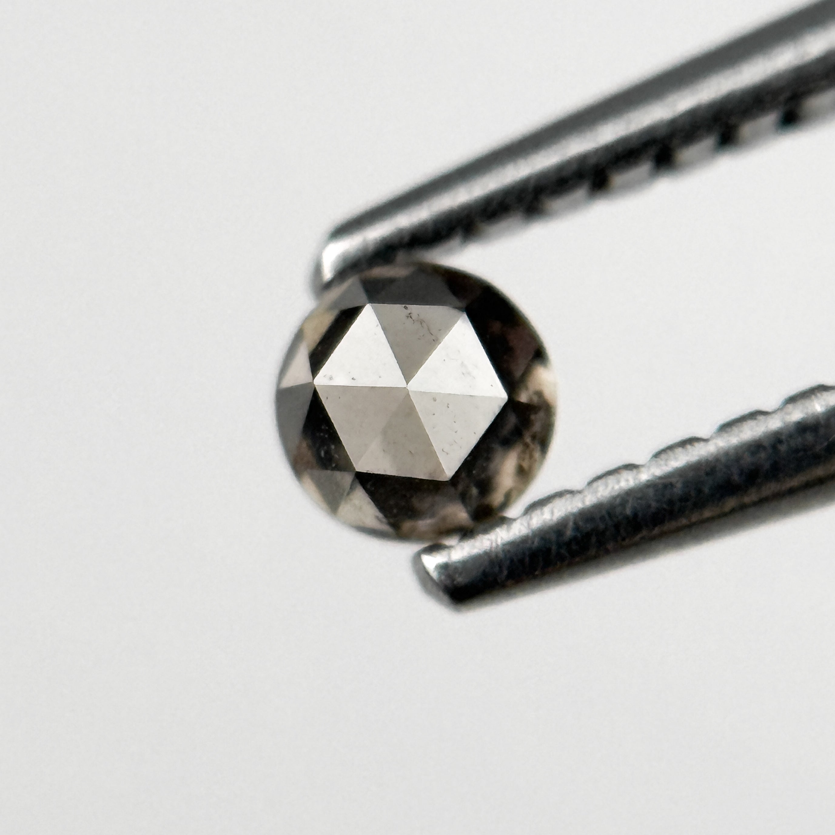 0.23 Ct Round Rose Cut Grey Natural Salt and Pepper Diamond