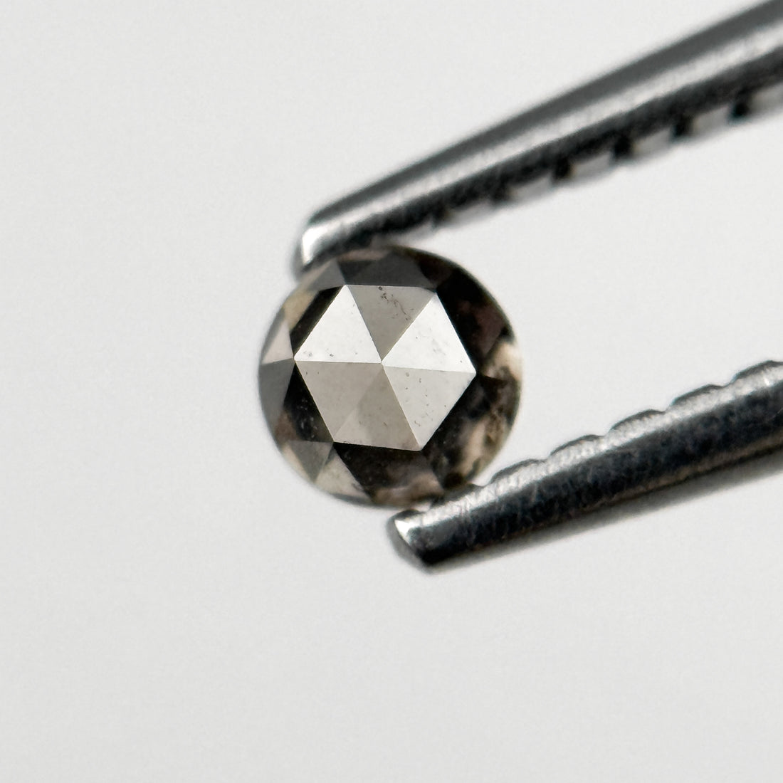 0.23 Ct Round Rose Cut Grey Natural Salt and Pepper Diamond