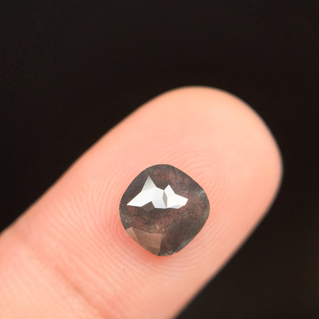 2.00 Ct Cushion Rose Cut Grey Natural Salt and Pepper Diamond