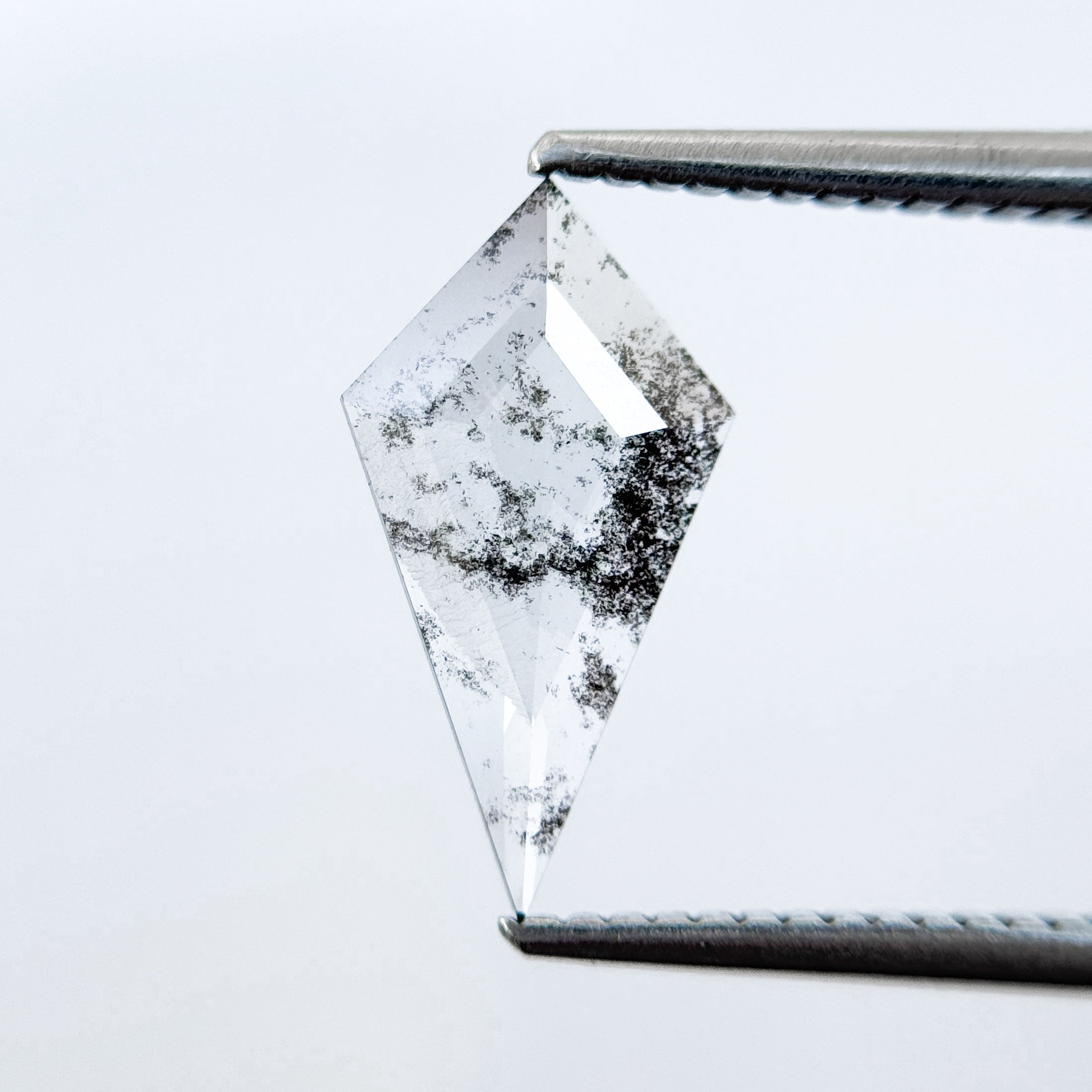 0.82 Ct Kite Rose Cut Grey Natural Salt and Pepper Diamond
