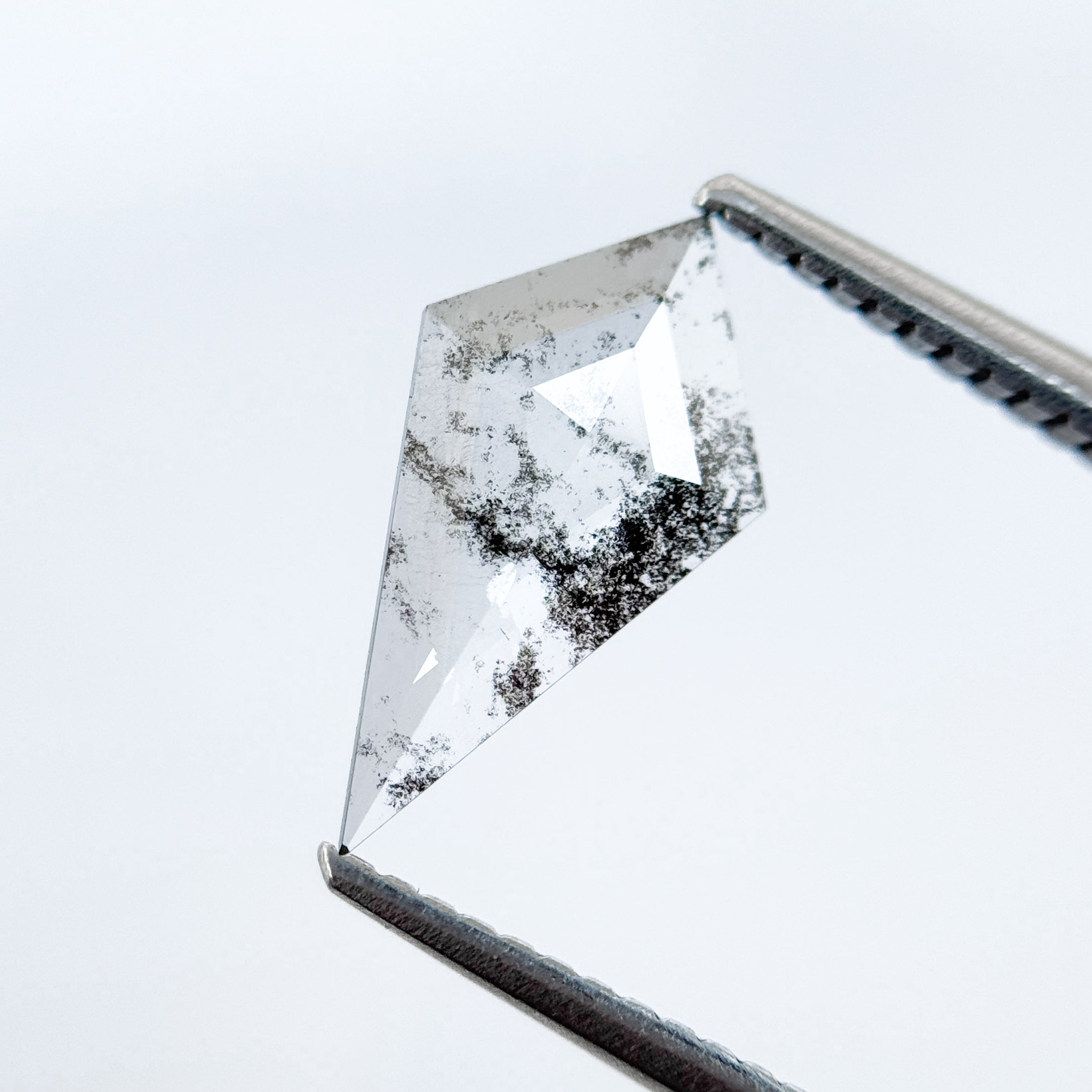 0.82 Ct Kite Rose Cut Grey Natural Salt and Pepper Diamond