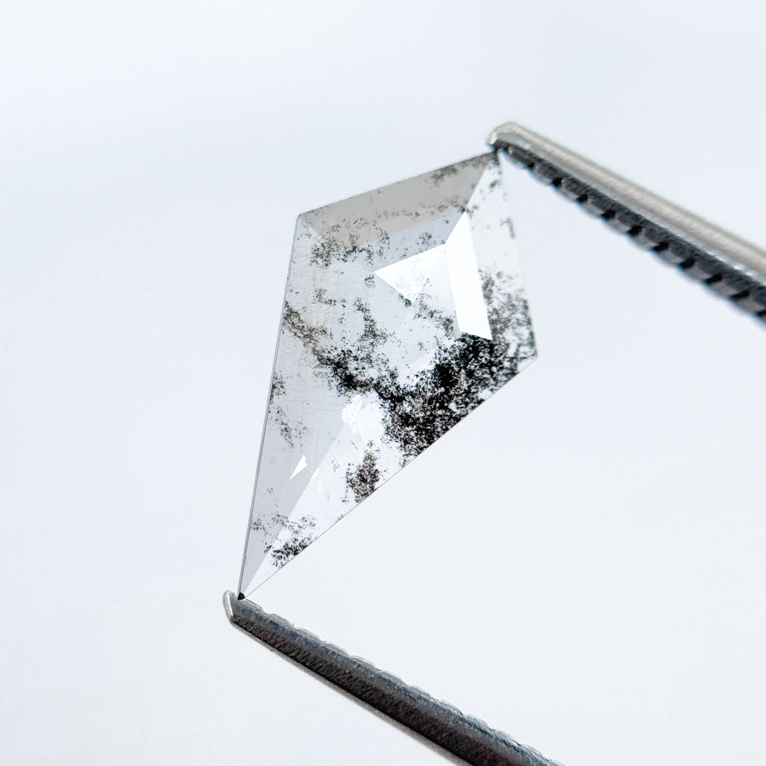 0.82 Ct Kite Rose Cut Grey Natural Salt and Pepper Diamond