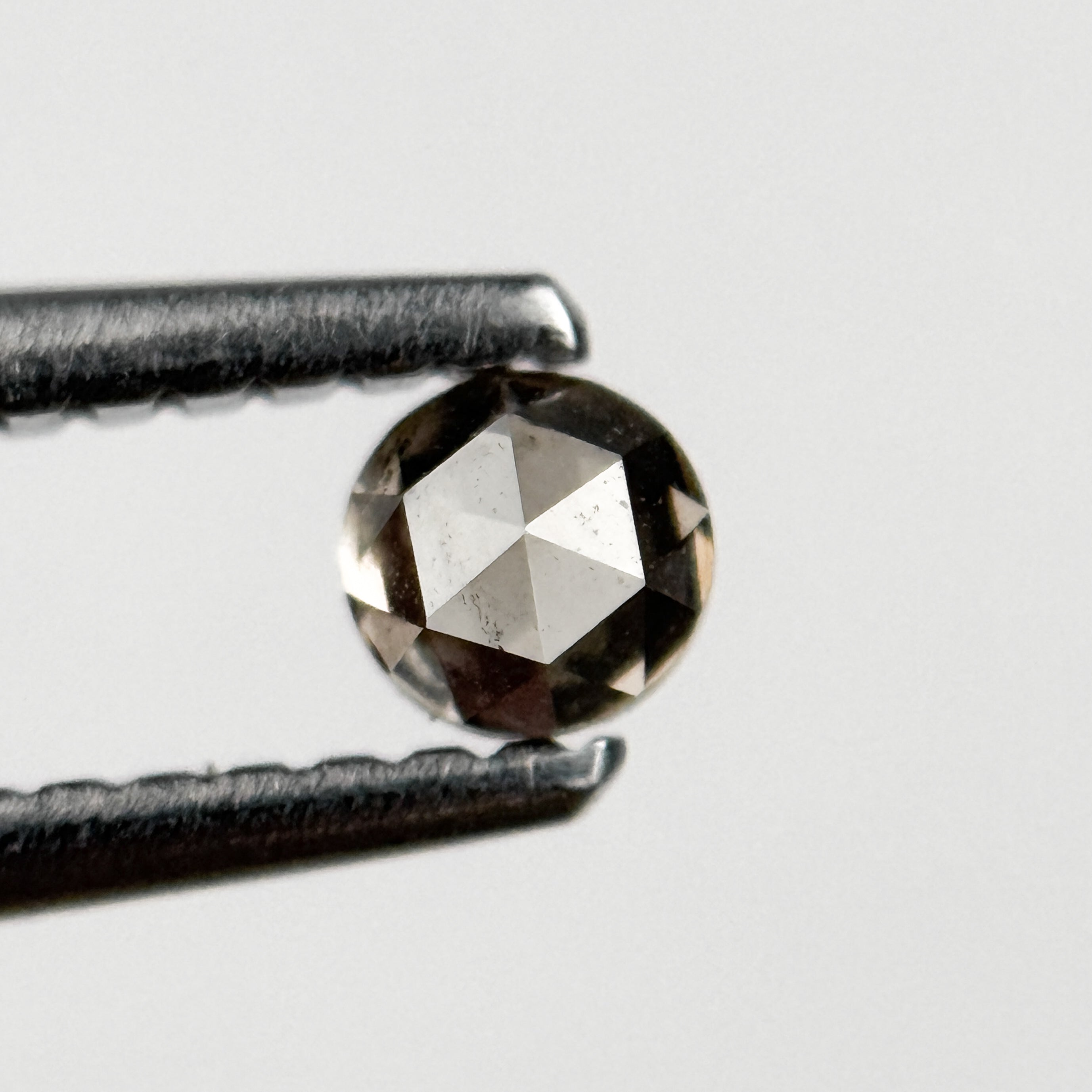 0.23 Ct Round Rose Cut Grey Natural Salt and Pepper Diamond