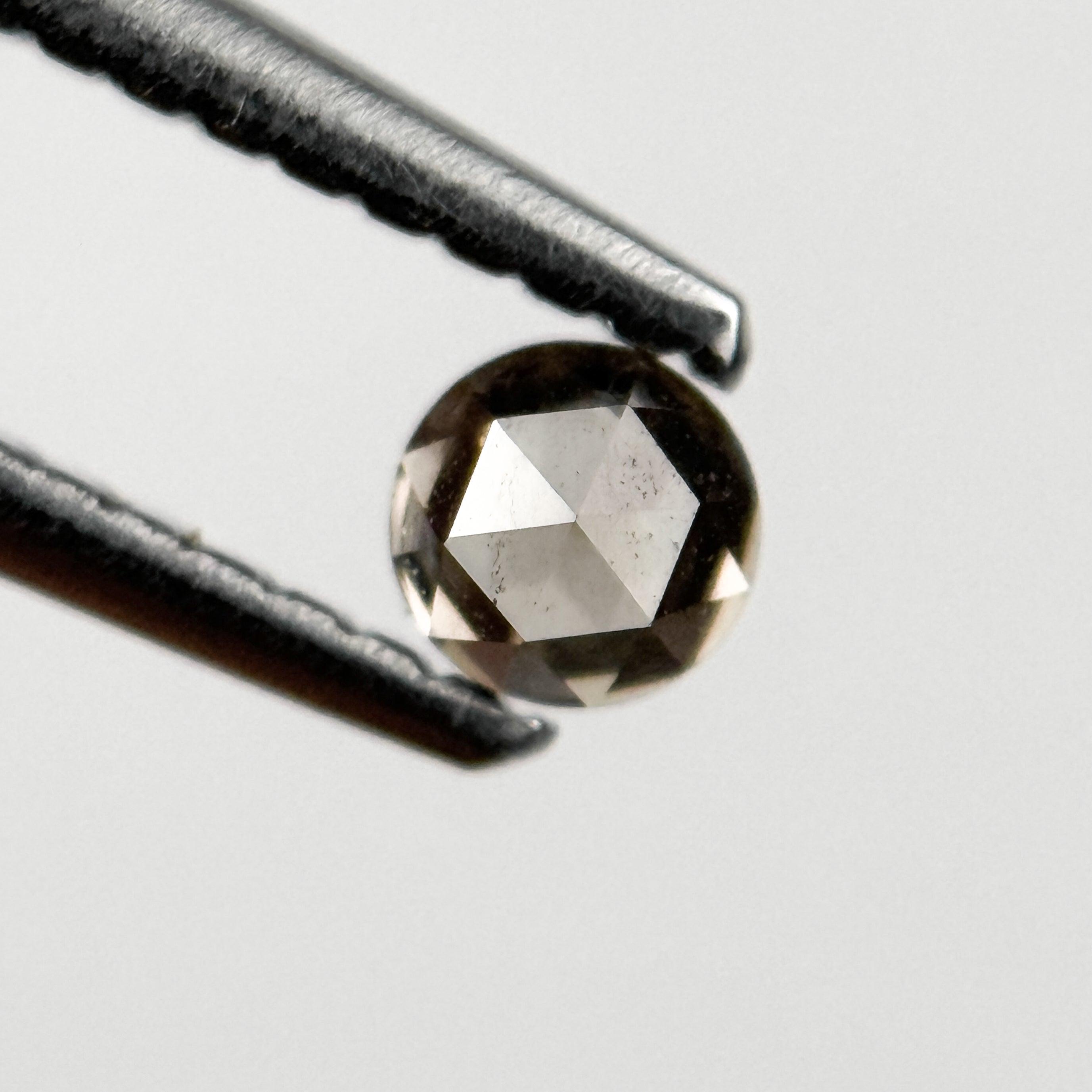 0.23 Ct Round Rose Cut Grey Natural Salt and Pepper Diamond