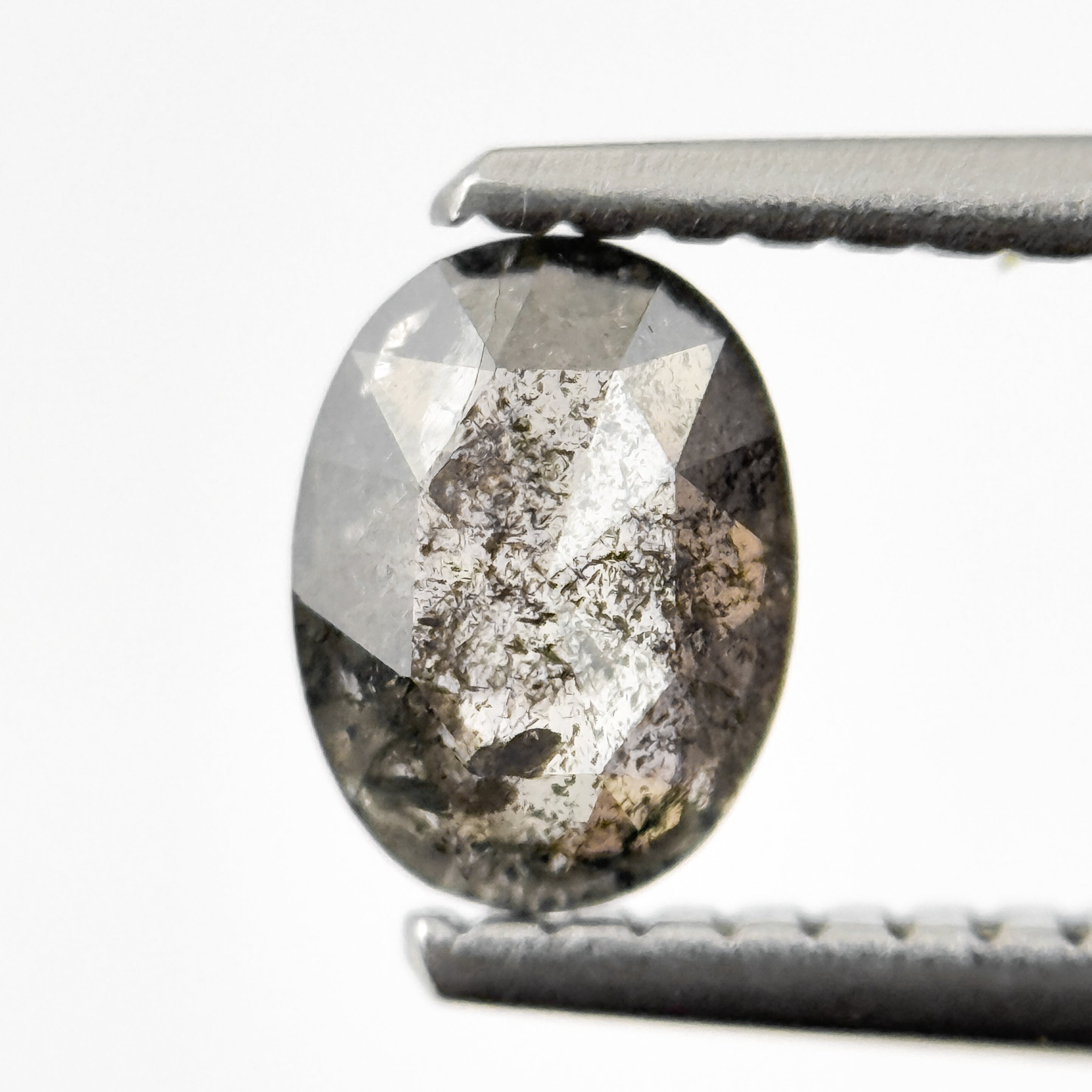 0.63 Ct Oval Rose Cut Grey Natural Salt and Pepper Diamond