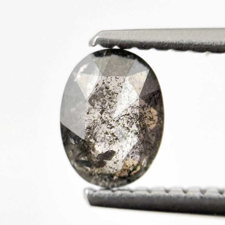 0.63 Ct Oval Rose Cut Grey Natural Salt and Pepper Diamond
