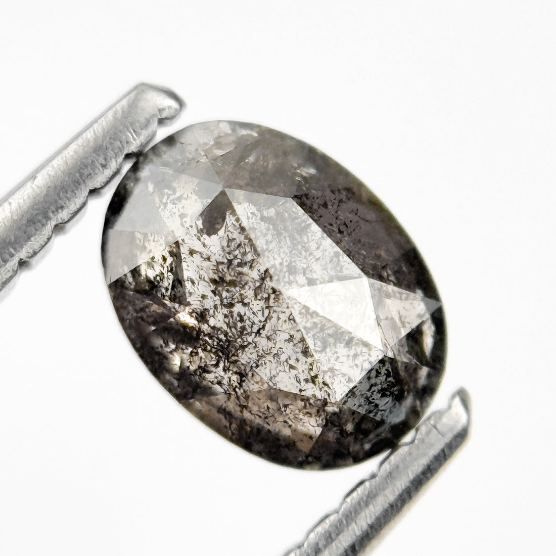 0.63 Ct Oval Rose Cut Grey Natural Salt and Pepper Diamond