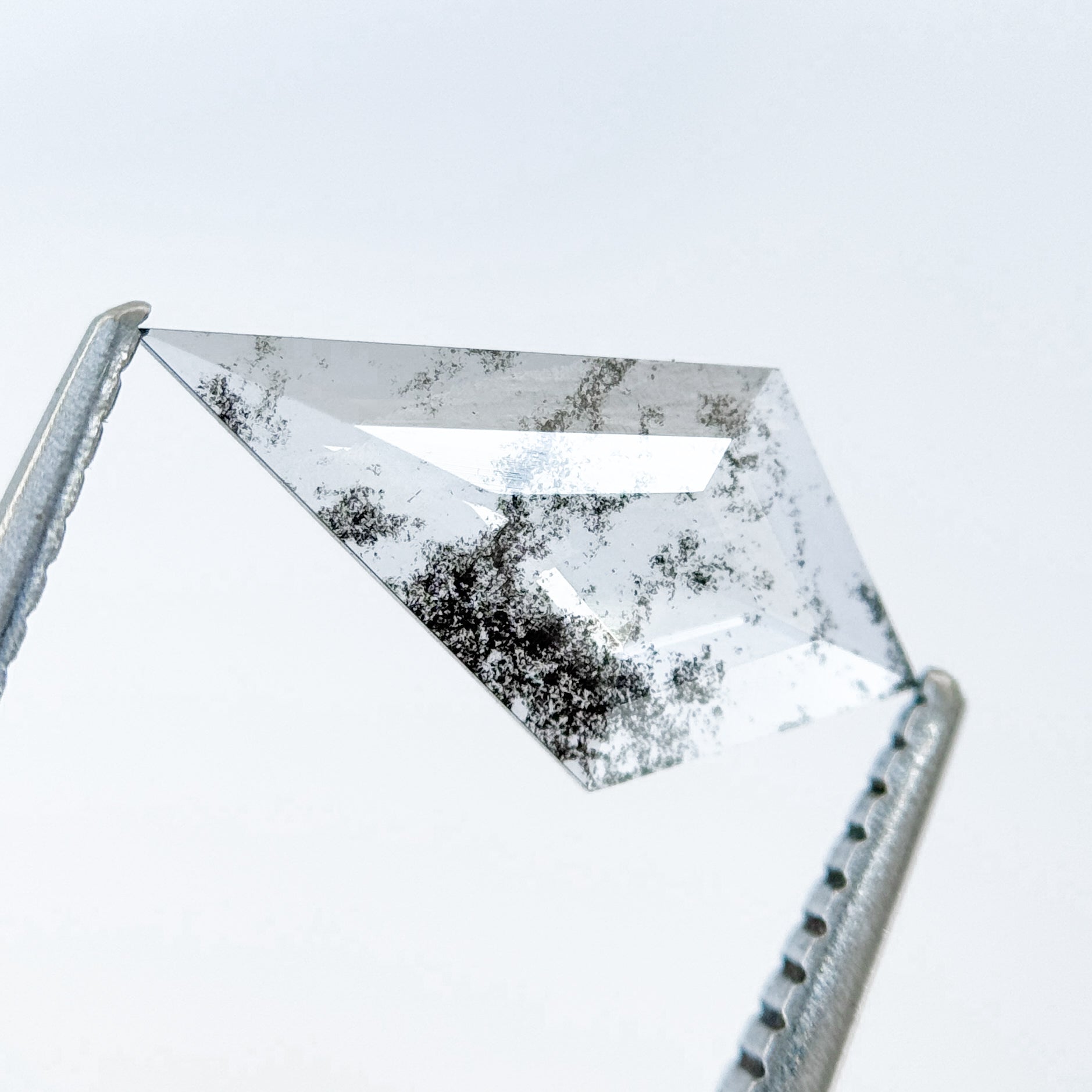 0.82 Ct Kite Rose Cut Grey Natural Salt and Pepper Diamond
