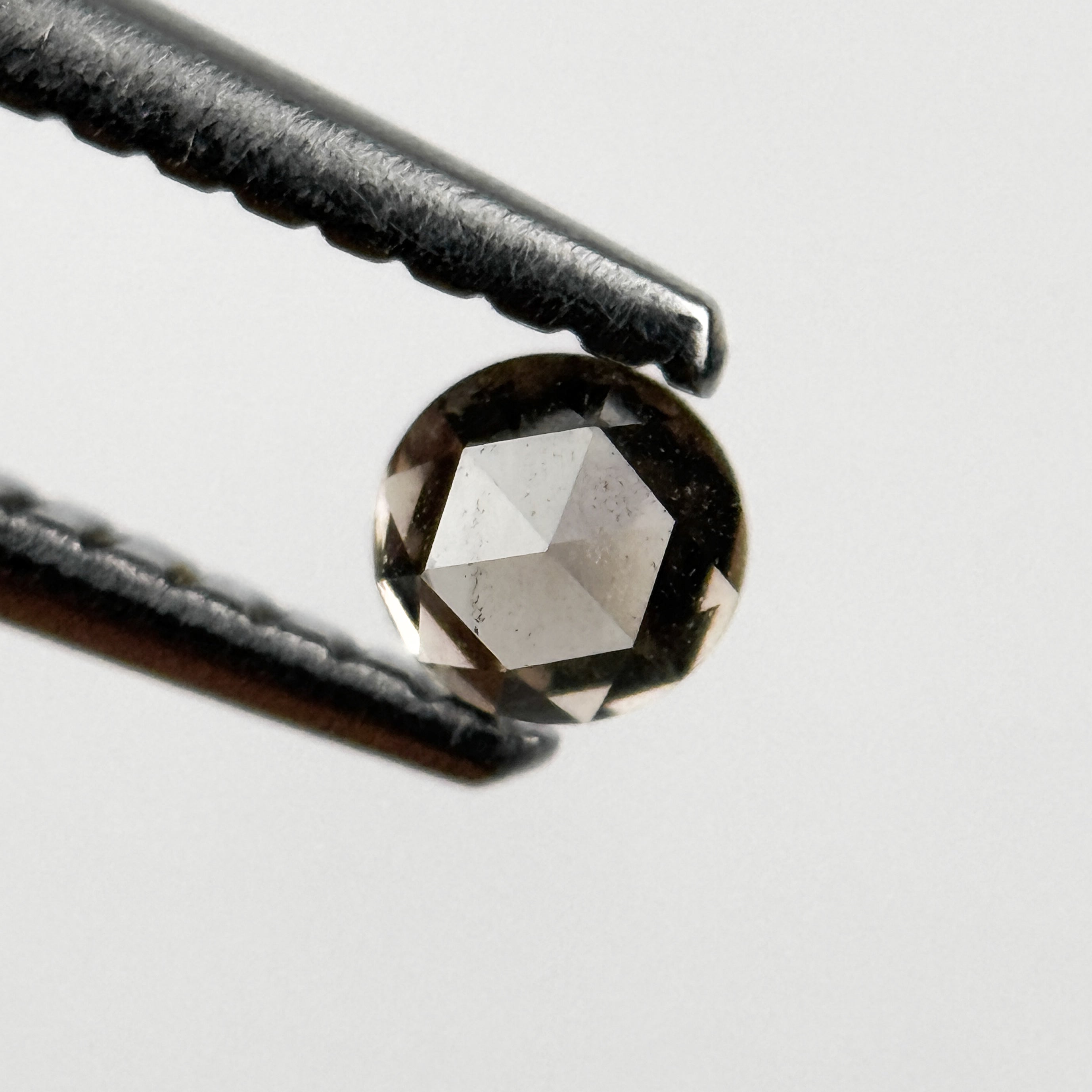 0.23 Ct Round Rose Cut Grey Natural Salt and Pepper Diamond