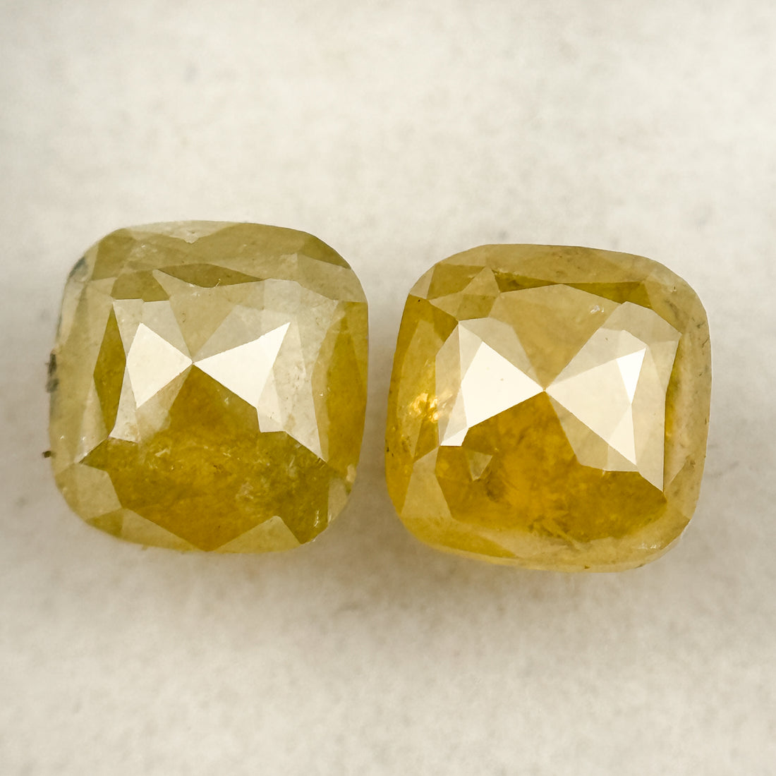 2.12 Ct Cushion Rose Cut Yellow Natural Salt and Pepper Diamond Pair