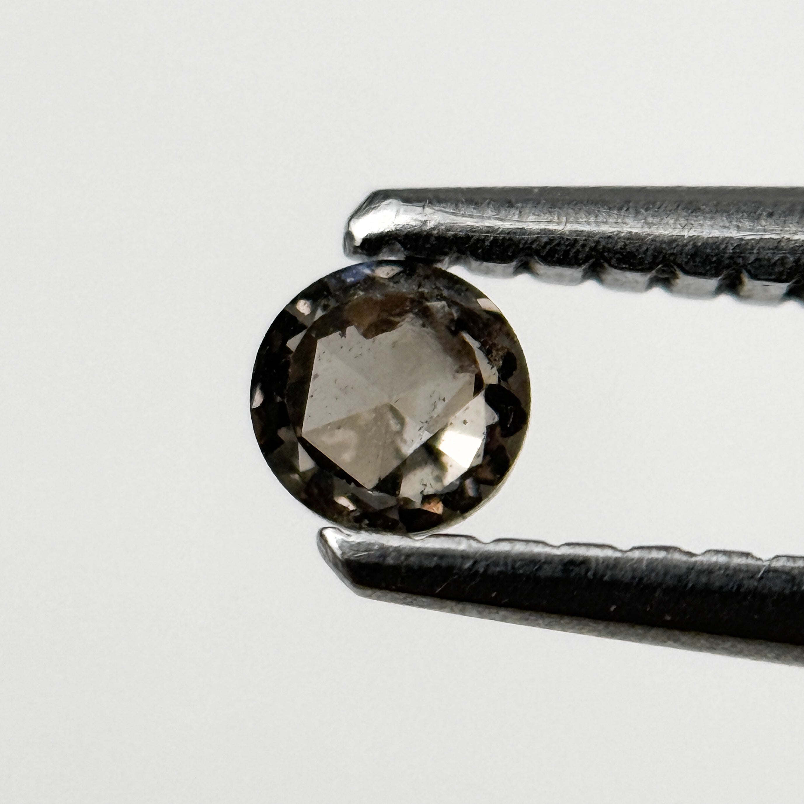 0.23 Ct Round Rose Cut Grey Natural Salt and Pepper Diamond