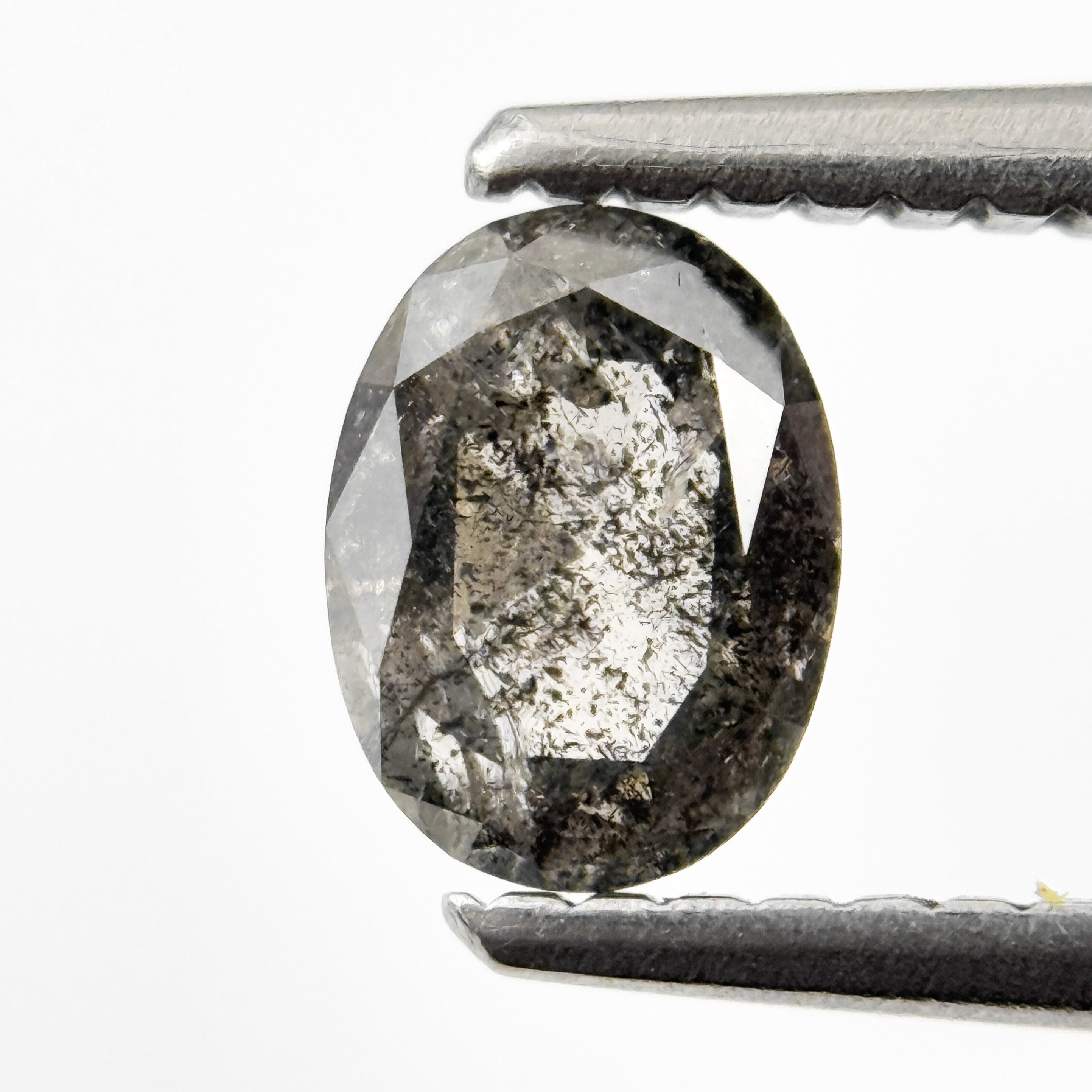 0.63 Ct Oval Rose Cut Grey Natural Salt and Pepper Diamond