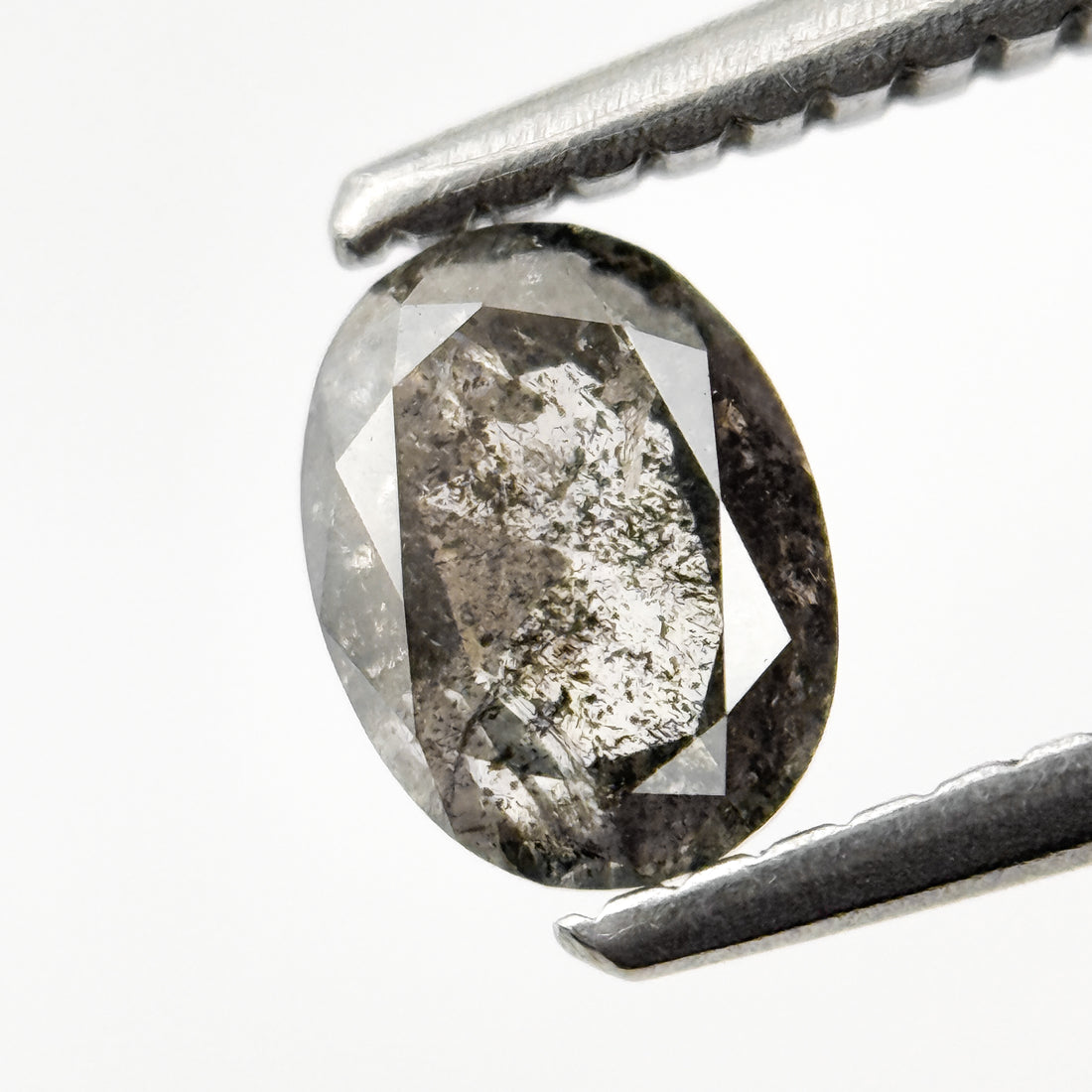 0.63 Ct Oval Rose Cut Grey Natural Salt and Pepper Diamond