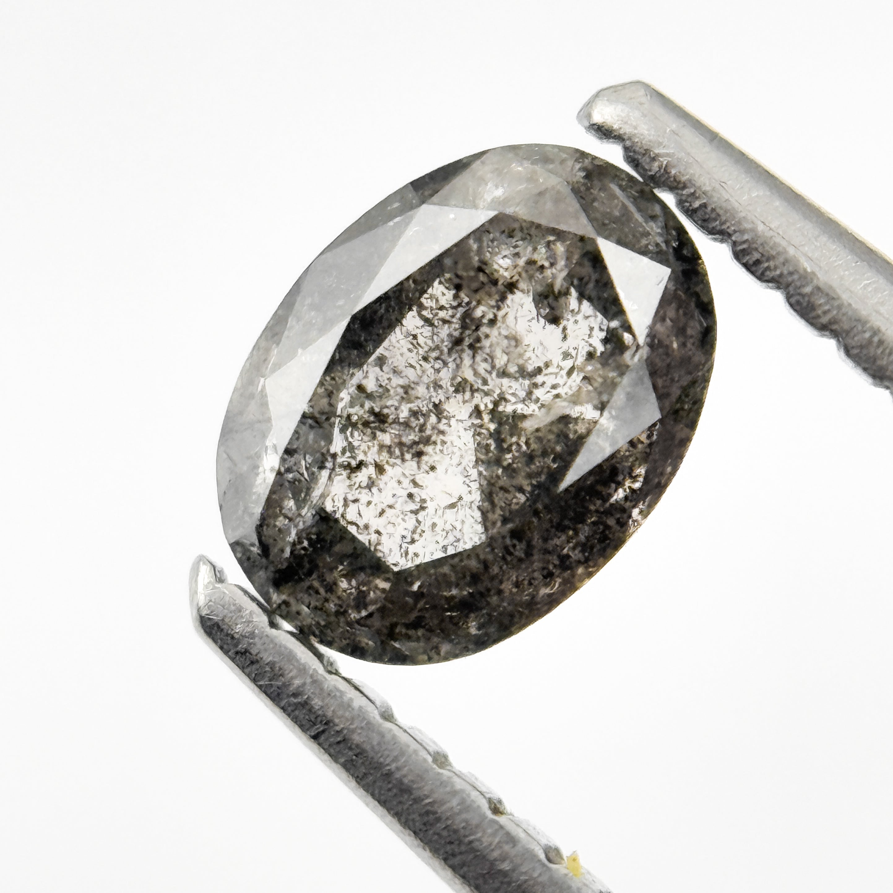 0.63 Ct Oval Rose Cut Grey Natural Salt and Pepper Diamond