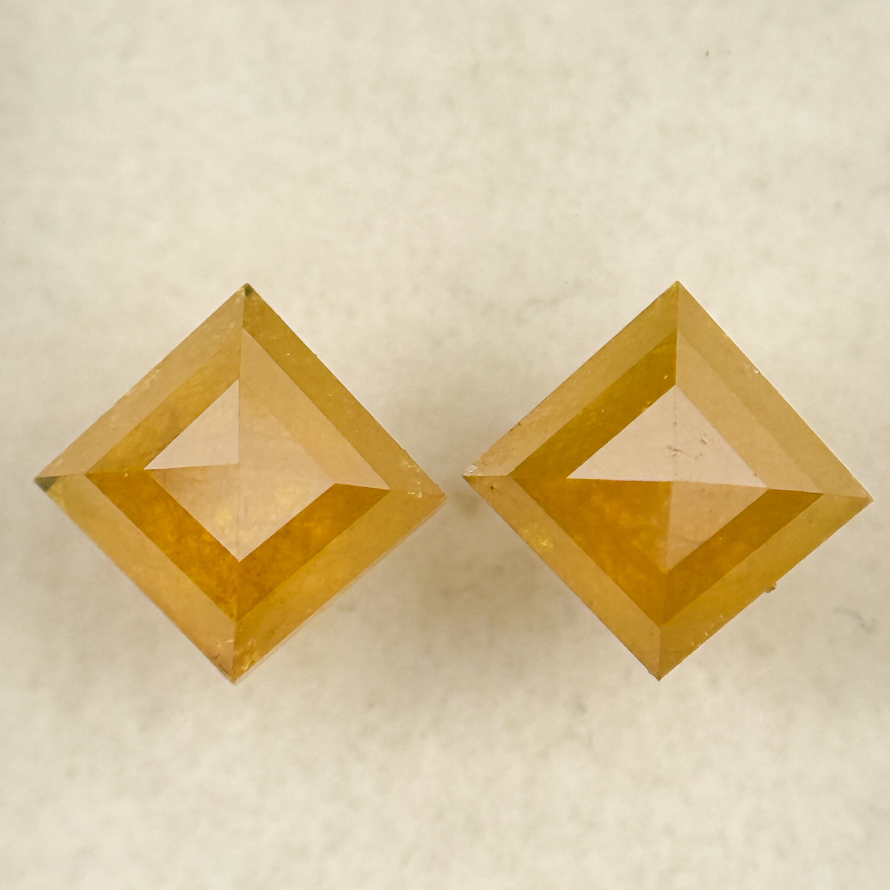 1.60 Ct Kite Rose Cut Yellow Natural Salt and Pepper Diamond Pair