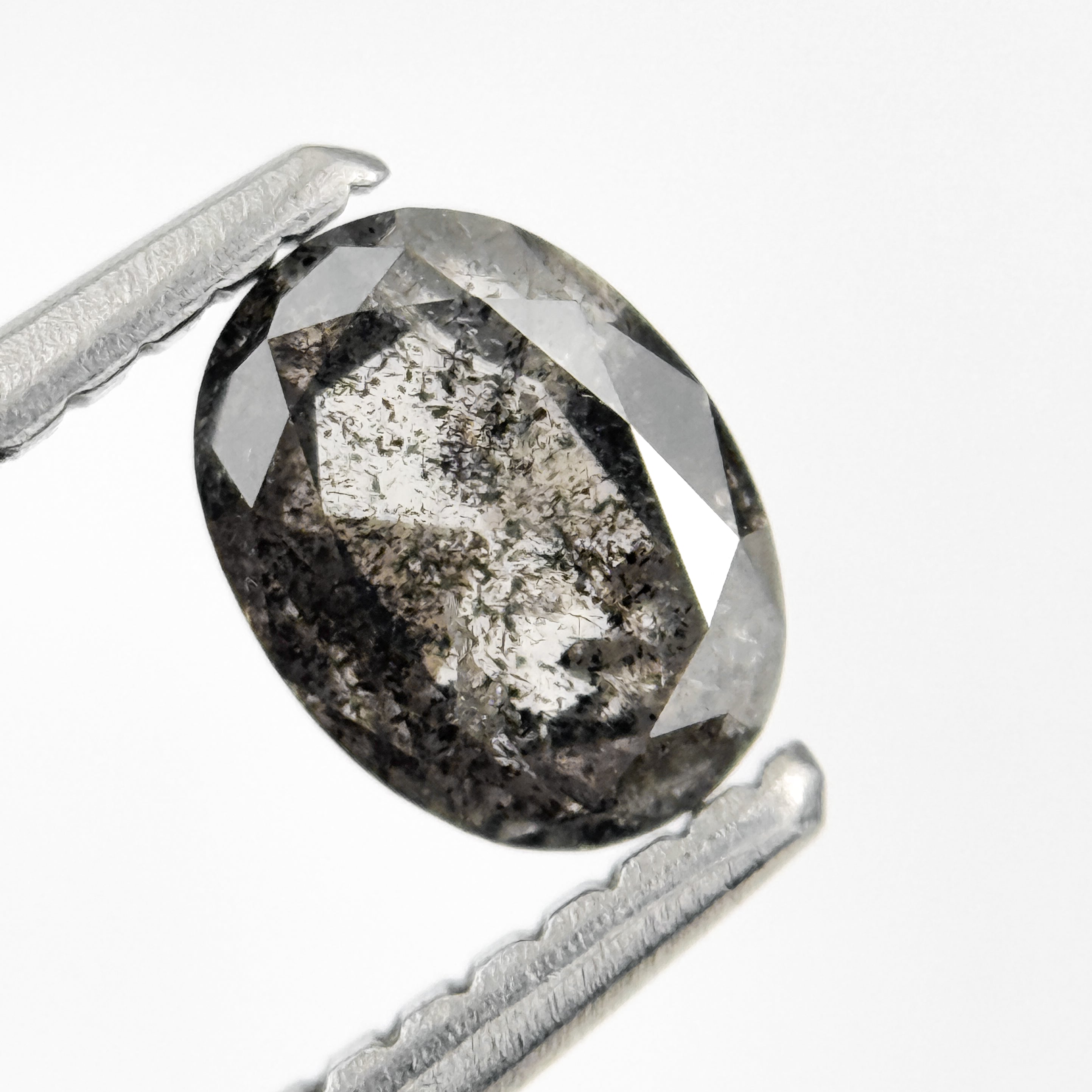 0.63 Ct Oval Rose Cut Grey Natural Salt and Pepper Diamond