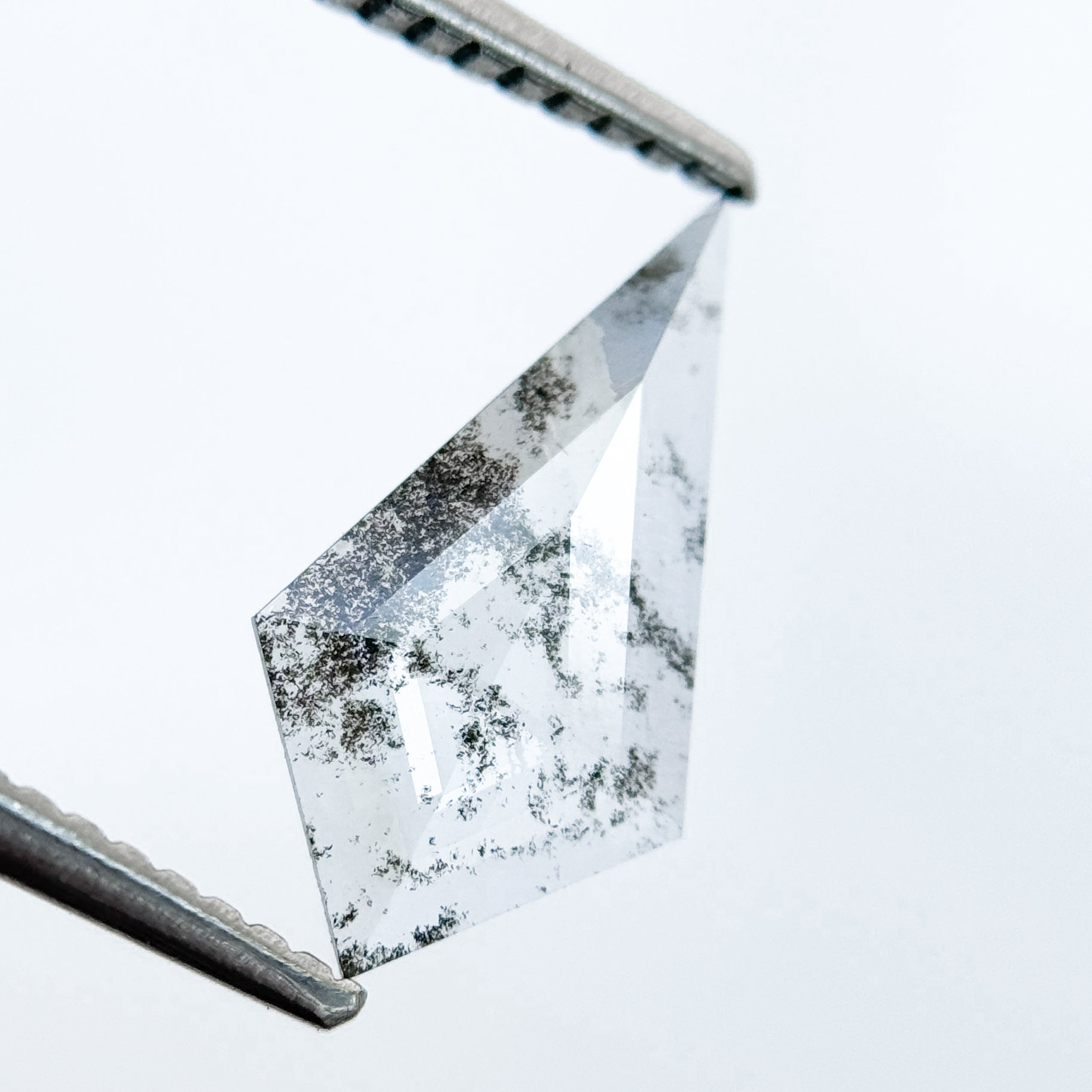 0.82 Ct Kite Rose Cut Grey Natural Salt and Pepper Diamond