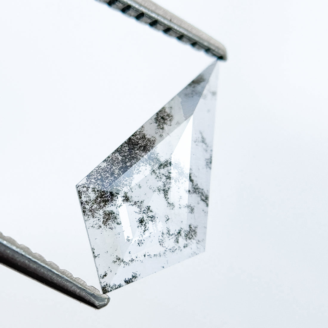 0.82 Ct Kite Rose Cut Grey Natural Salt and Pepper Diamond