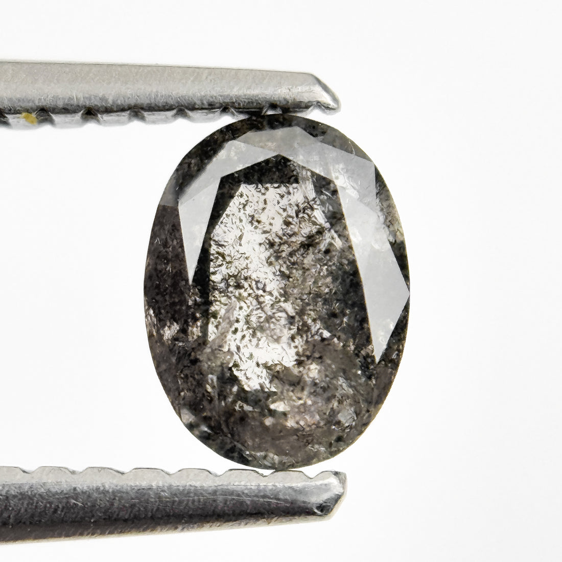 0.63 Ct Oval Rose Cut Grey Natural Salt and Pepper Diamond