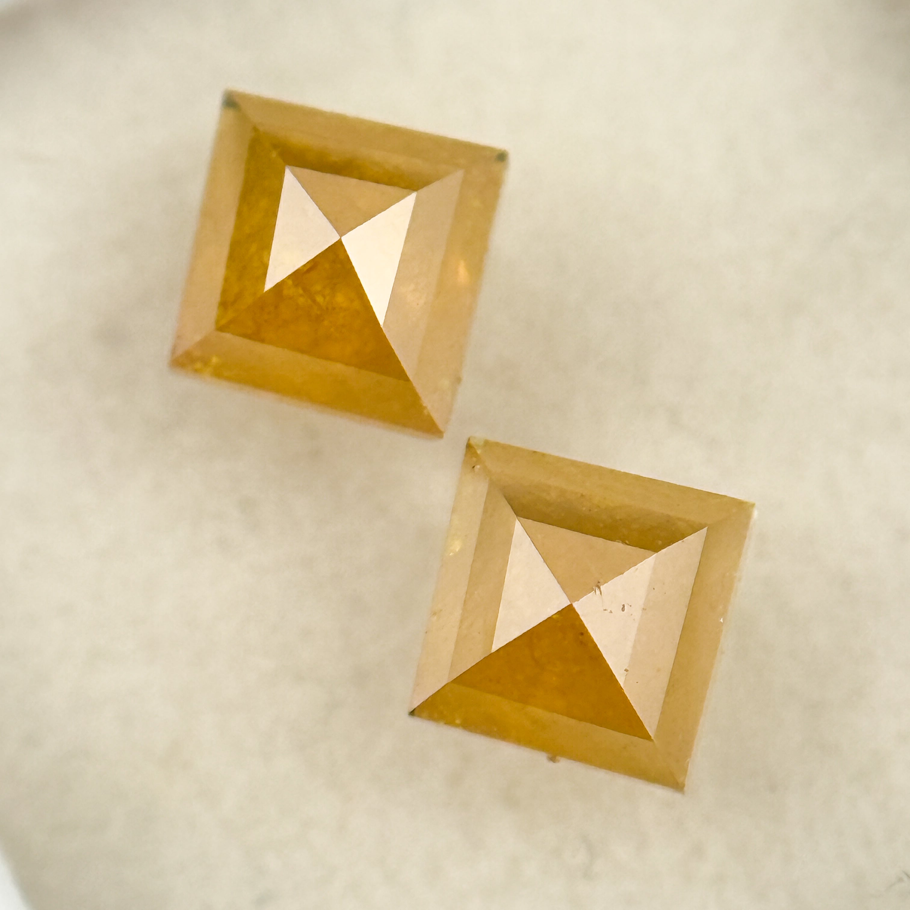 1.60 Ct Kite Rose Cut Yellow Natural Salt and Pepper Diamond Pair