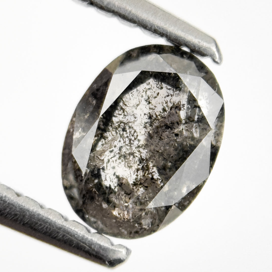 0.63 Ct Oval Rose Cut Grey Natural Salt and Pepper Diamond