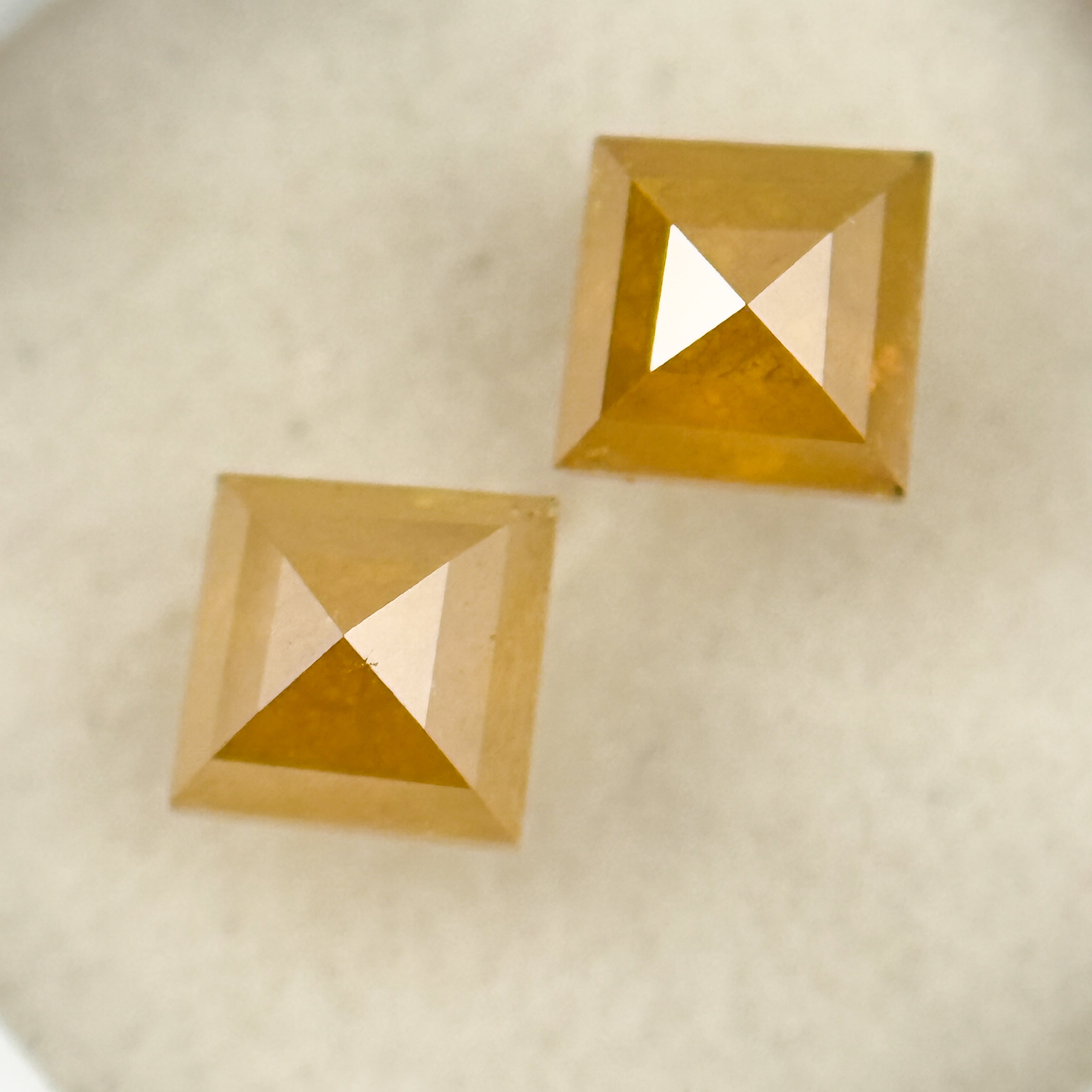 1.60 Ct Kite Rose Cut Yellow Natural Salt and Pepper Diamond Pair