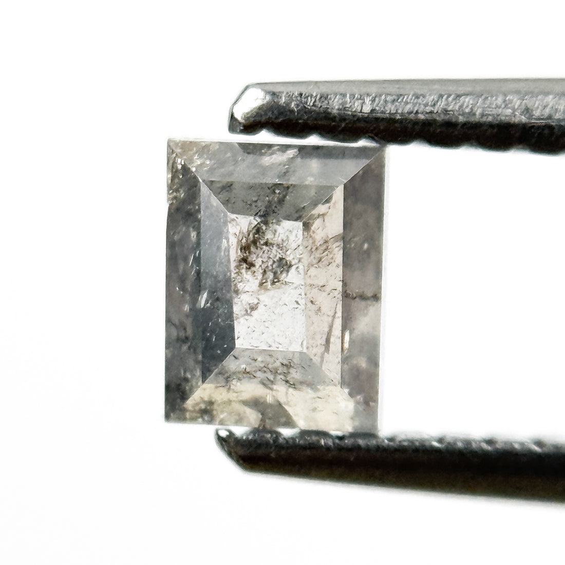 0.44 Ct Baguette Rose Cut Grey Natural Salt and Pepper Diamond