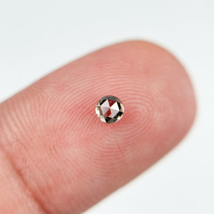 0.23 Ct Round Rose Cut Grey Natural Salt and Pepper Diamond
