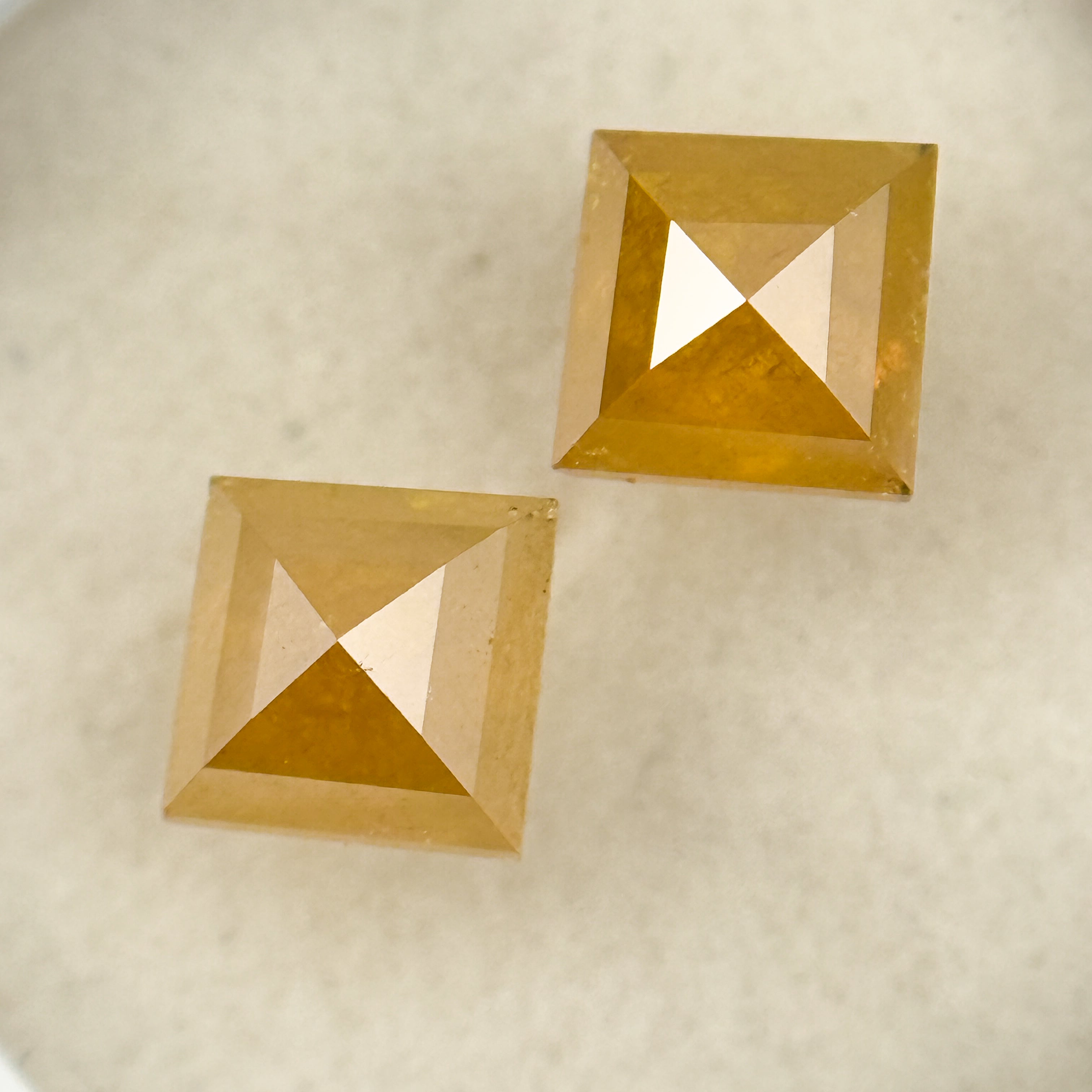 1.60 Ct Kite Rose Cut Yellow Natural Salt and Pepper Diamond Pair