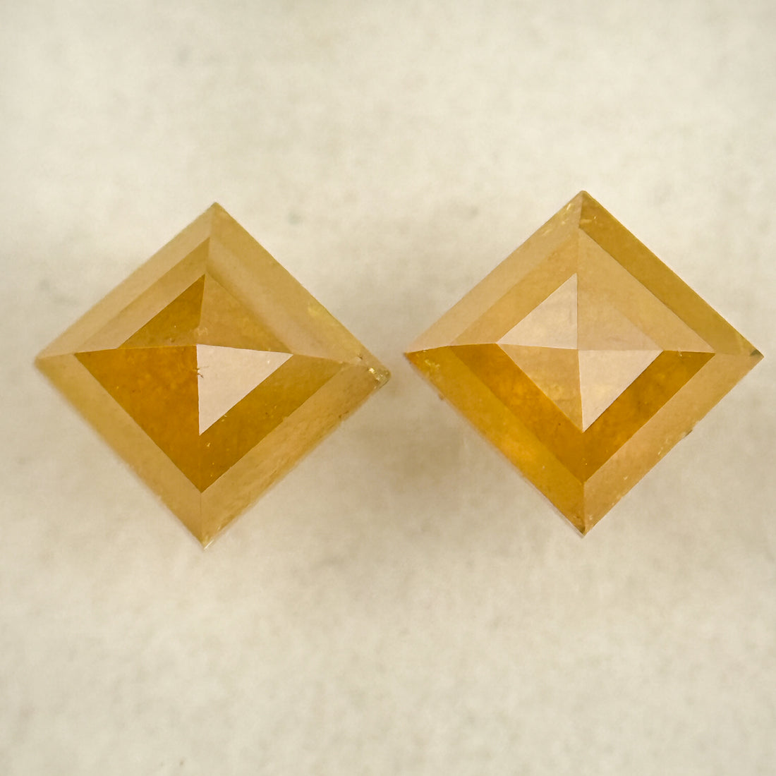 1.60 Ct Kite Rose Cut Yellow Natural Salt and Pepper Diamond Pair