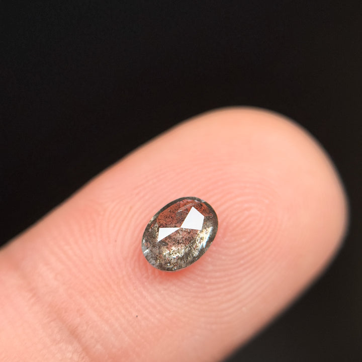 0.63 Ct Oval Rose Cut Grey Natural Salt and Pepper Diamond