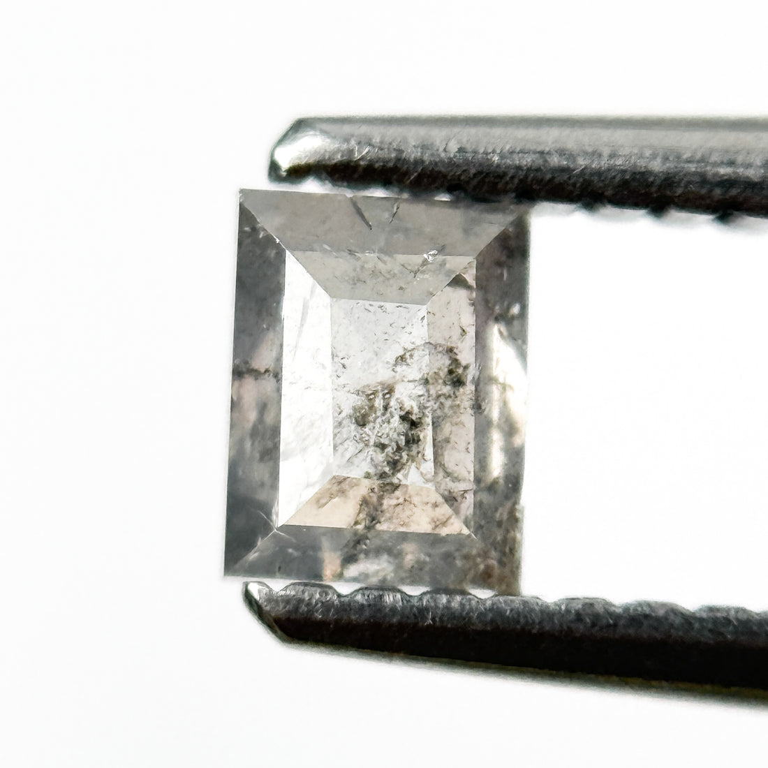 0.44 Ct Baguette Rose Cut Grey Natural Salt and Pepper Diamond