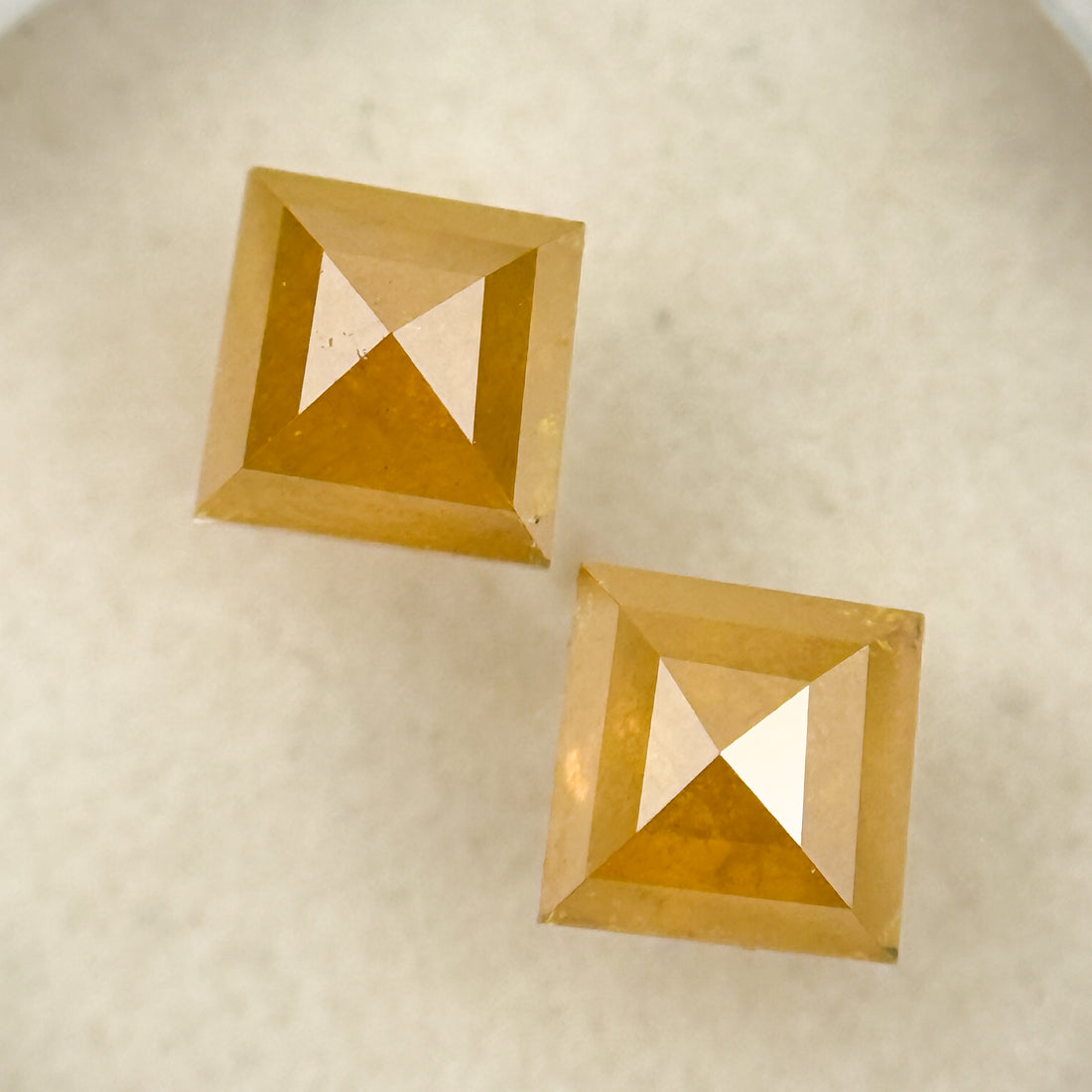 1.60 Ct Kite Rose Cut Yellow Natural Salt and Pepper Diamond Pair