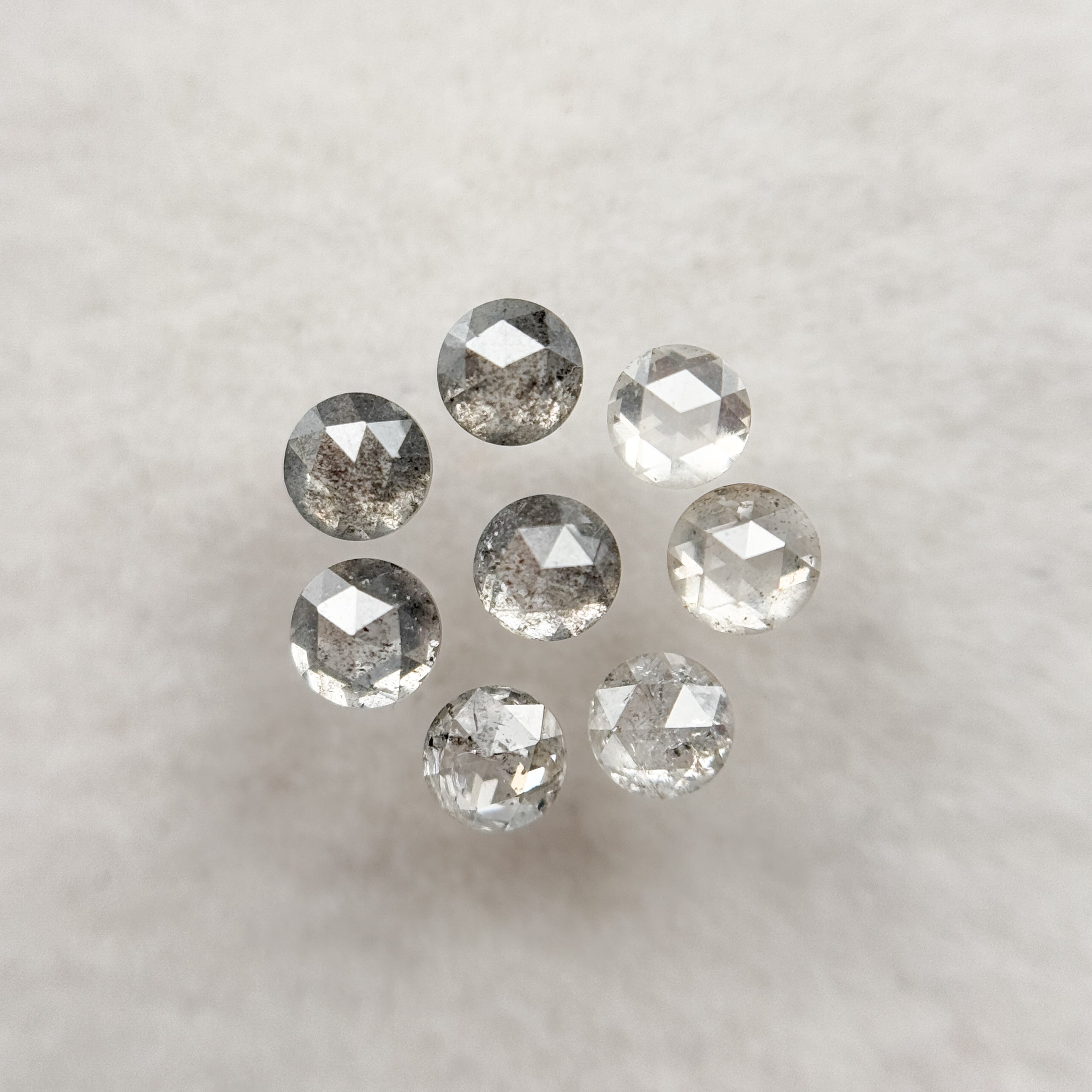 3.0 MM Round Rose Cut Grey Natural Salt and Pepper Diamond