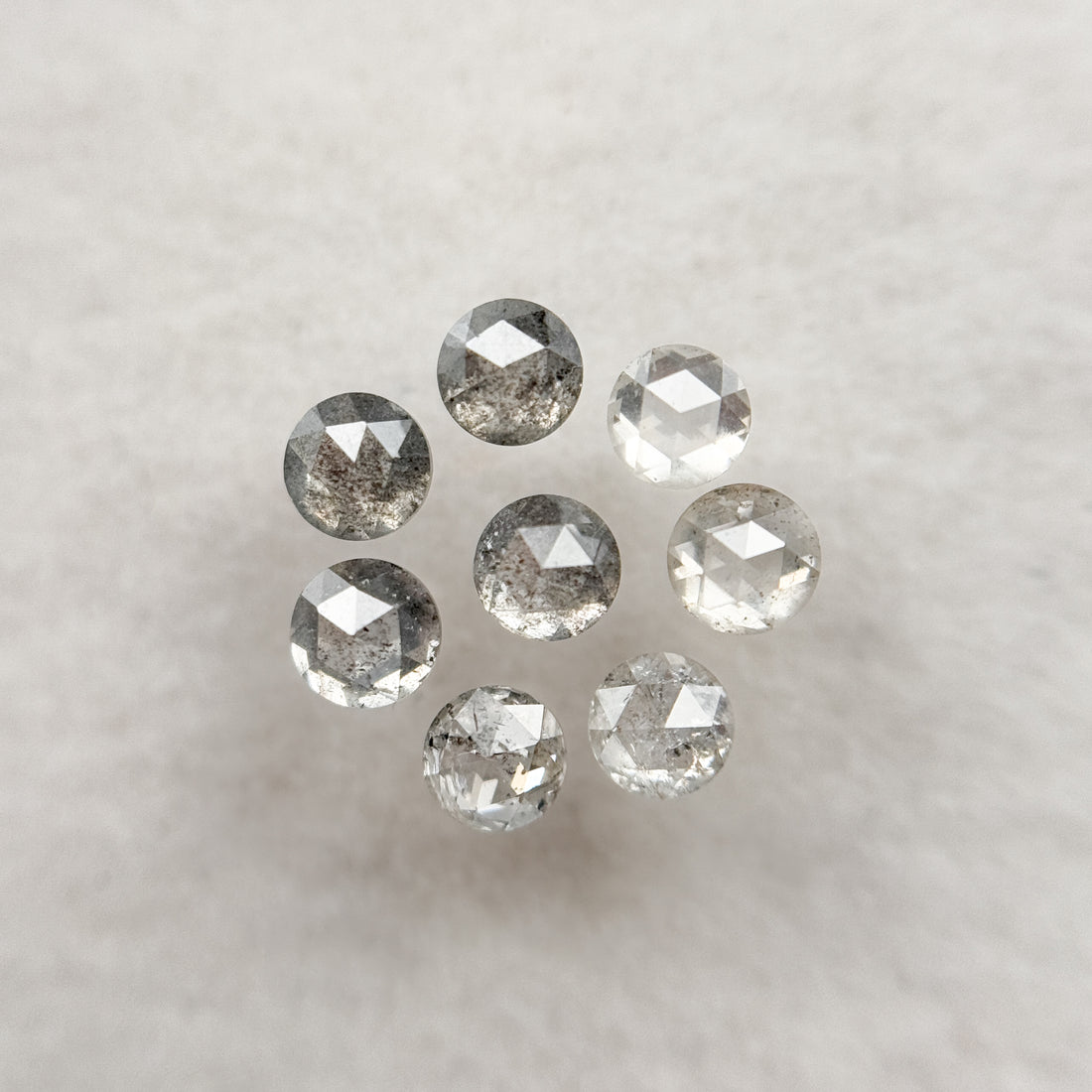 3.0 MM Round Rose Cut Grey Natural Salt and Pepper Diamond