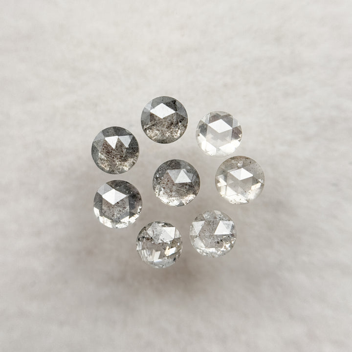 3.0 MM Round Rose Cut Grey Natural Salt and Pepper Diamond