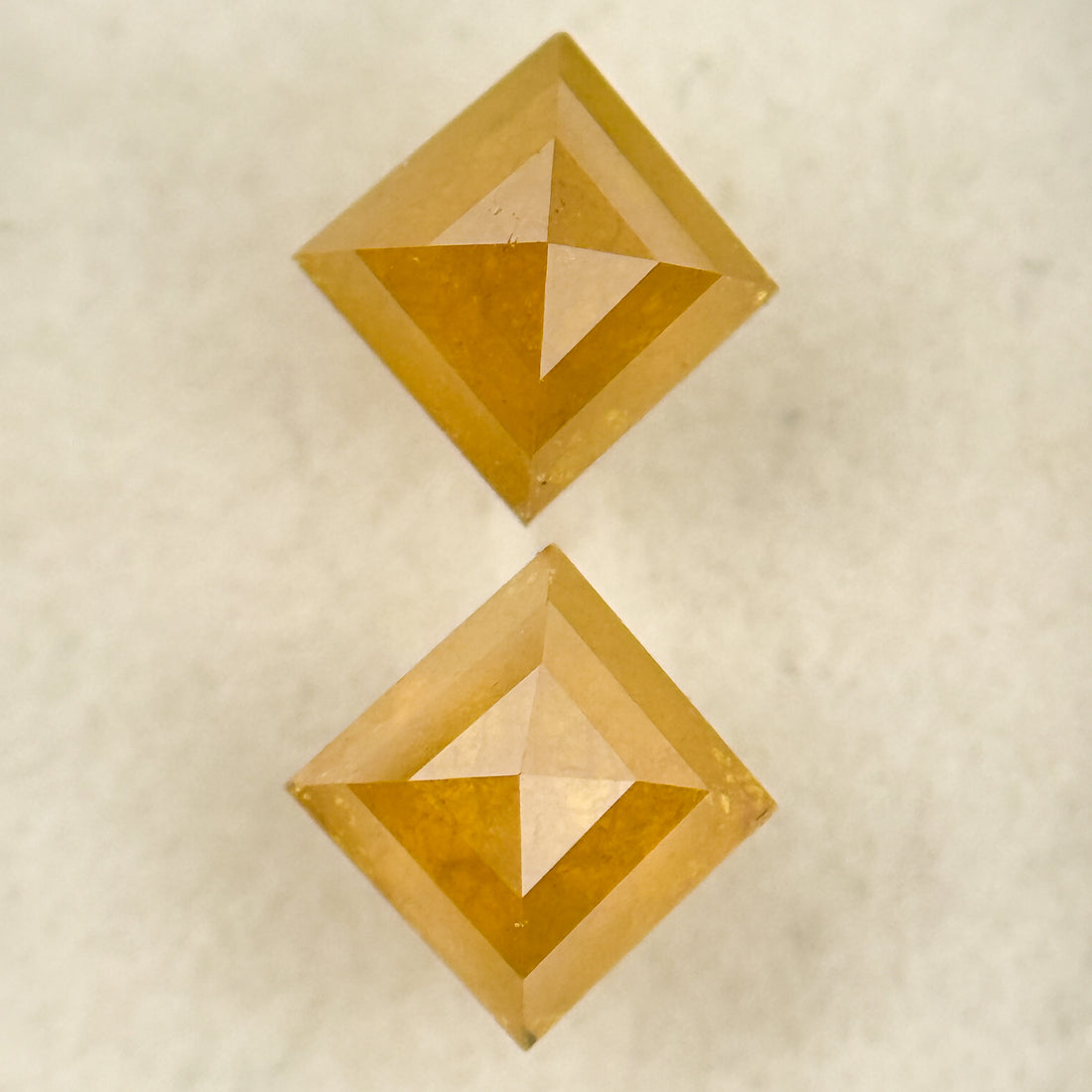 1.60 Ct Kite Rose Cut Yellow Natural Salt and Pepper Diamond Pair