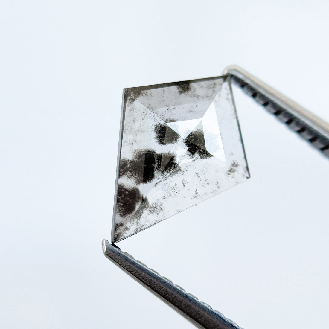 1.07 Ct Kite Rose Cut Grey Natural Salt and Pepper Diamond