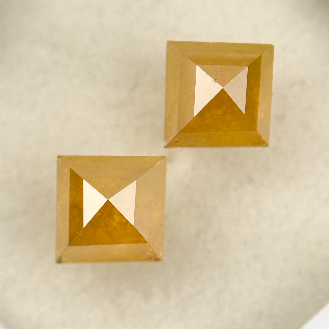 1.60 Ct Kite Rose Cut Yellow Natural Salt and Pepper Diamond Pair