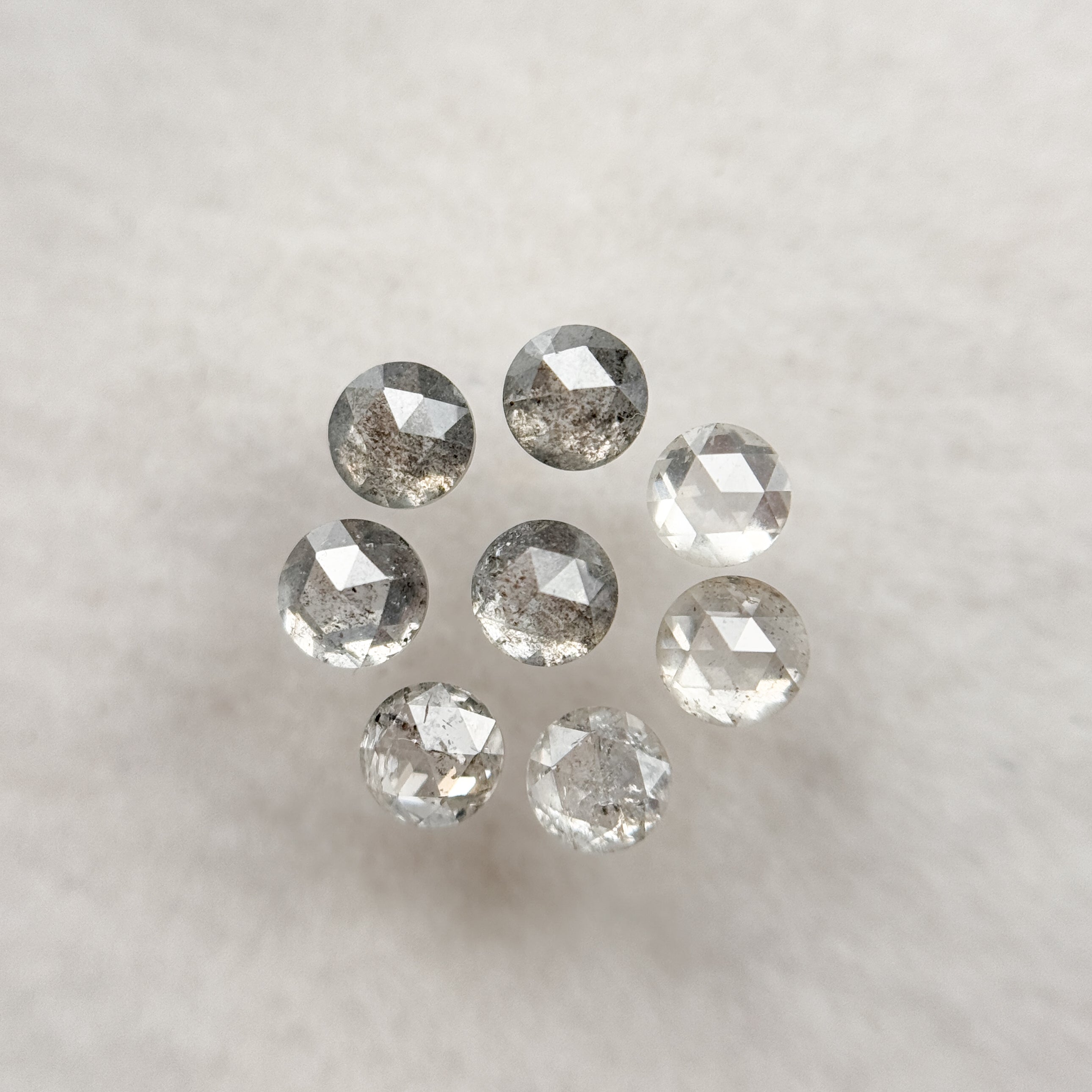 3.0 MM Round Rose Cut Grey Natural Salt and Pepper Diamond