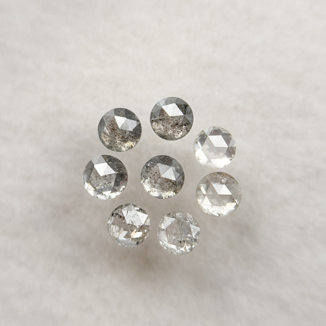 3.0 MM Round Rose Cut Grey Natural Salt and Pepper Diamond