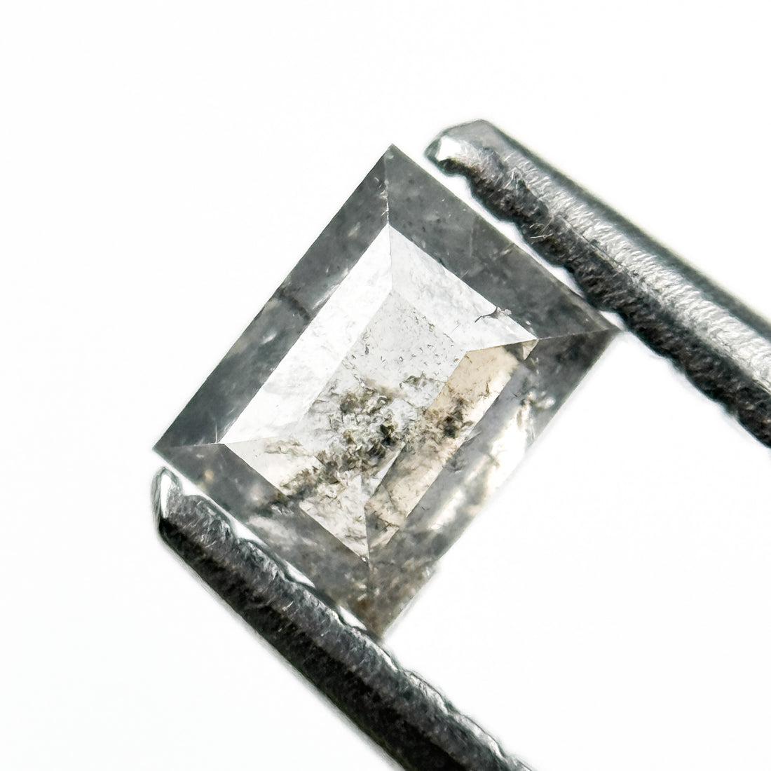 0.44 Ct Baguette Rose Cut Grey Natural Salt and Pepper Diamond