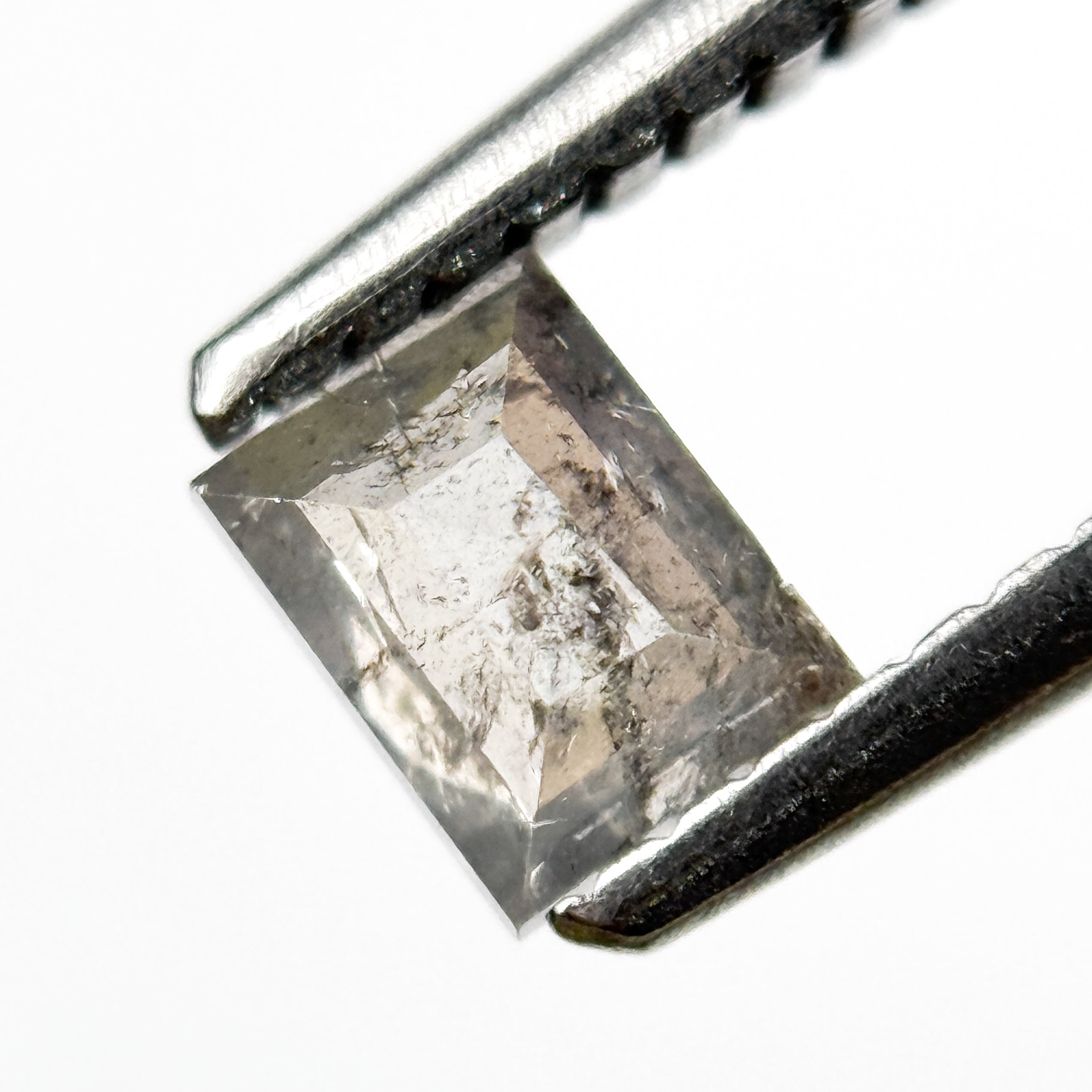 0.44 Ct Baguette Rose Cut Grey Natural Salt and Pepper Diamond