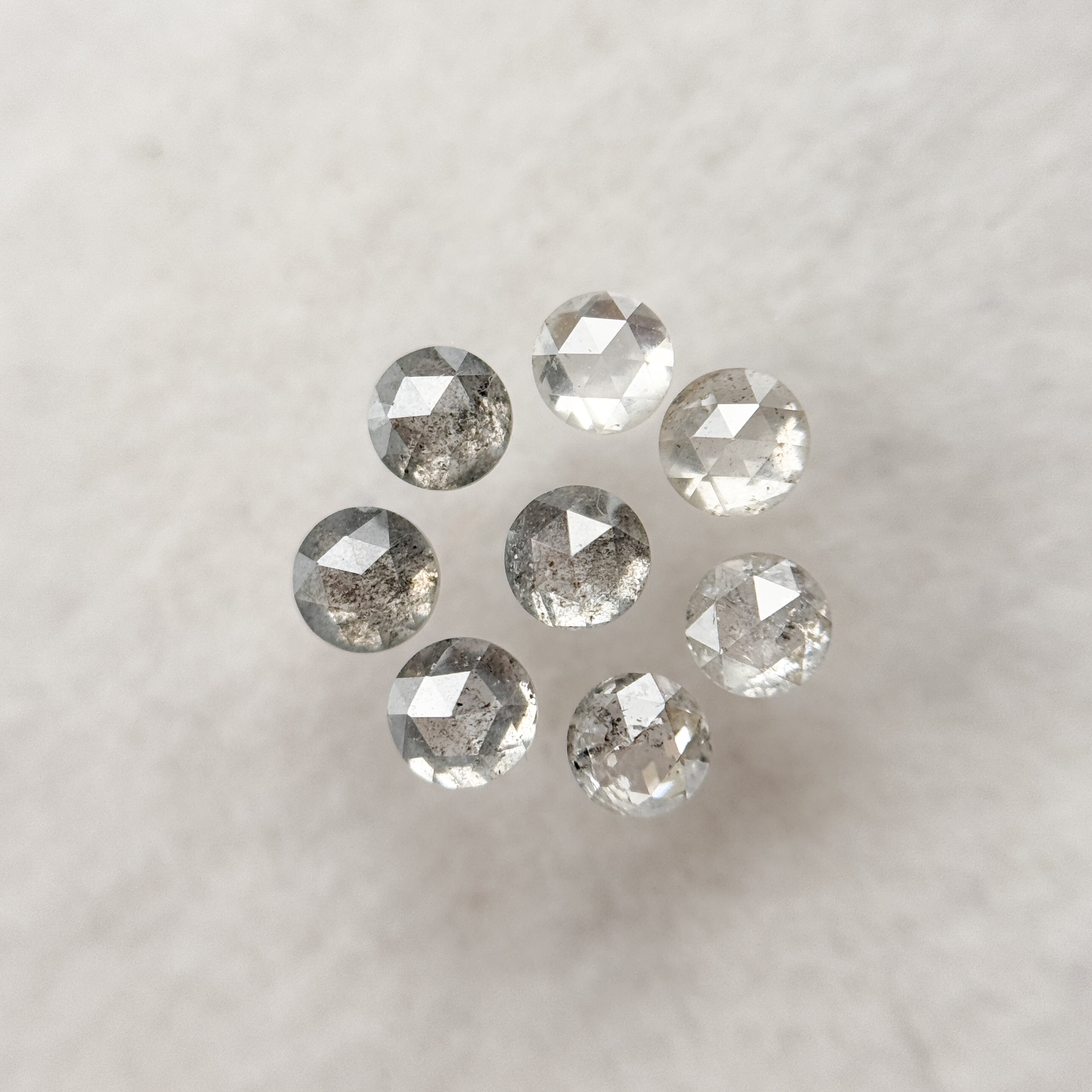 3.0 MM Round Rose Cut Grey Natural Salt and Pepper Diamond