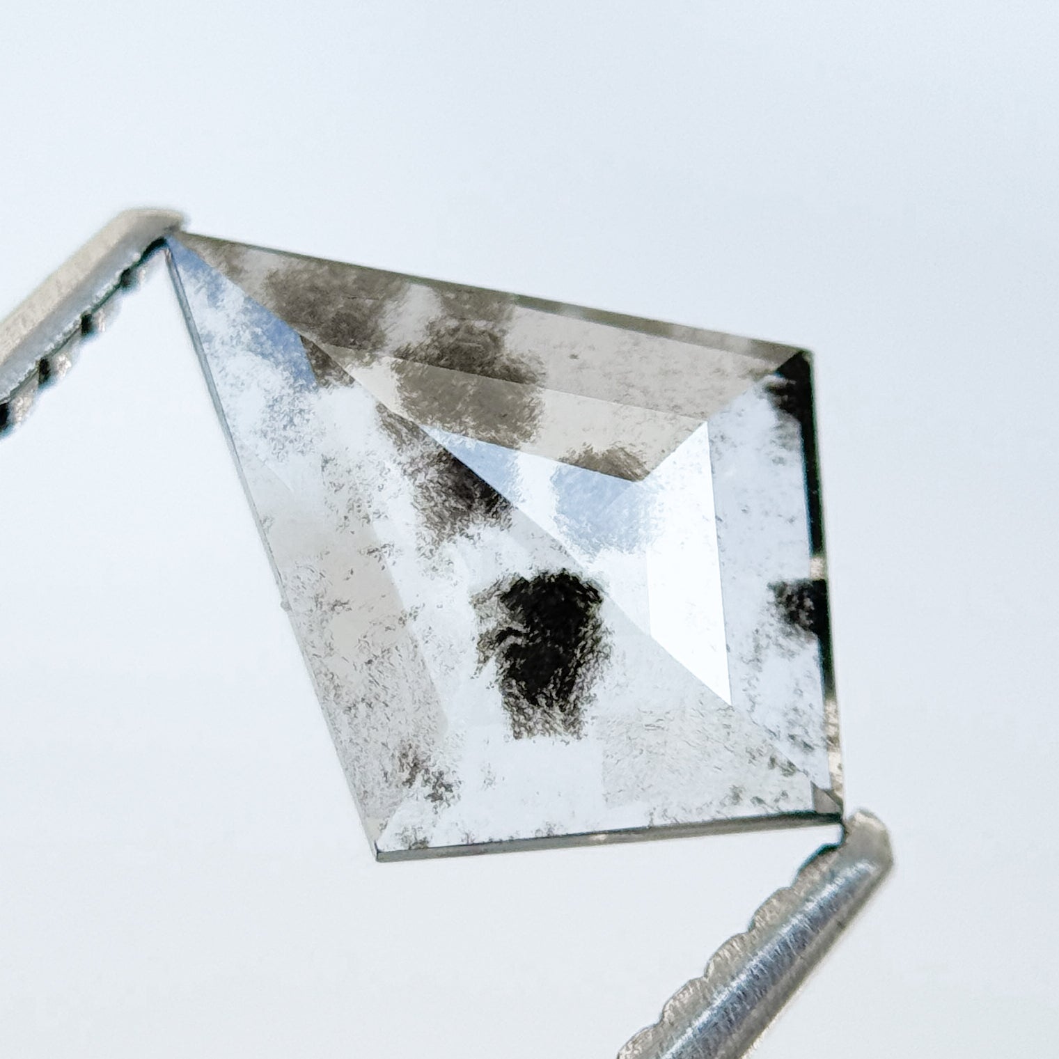1.07 Ct Kite Rose Cut Grey Natural Salt and Pepper Diamond