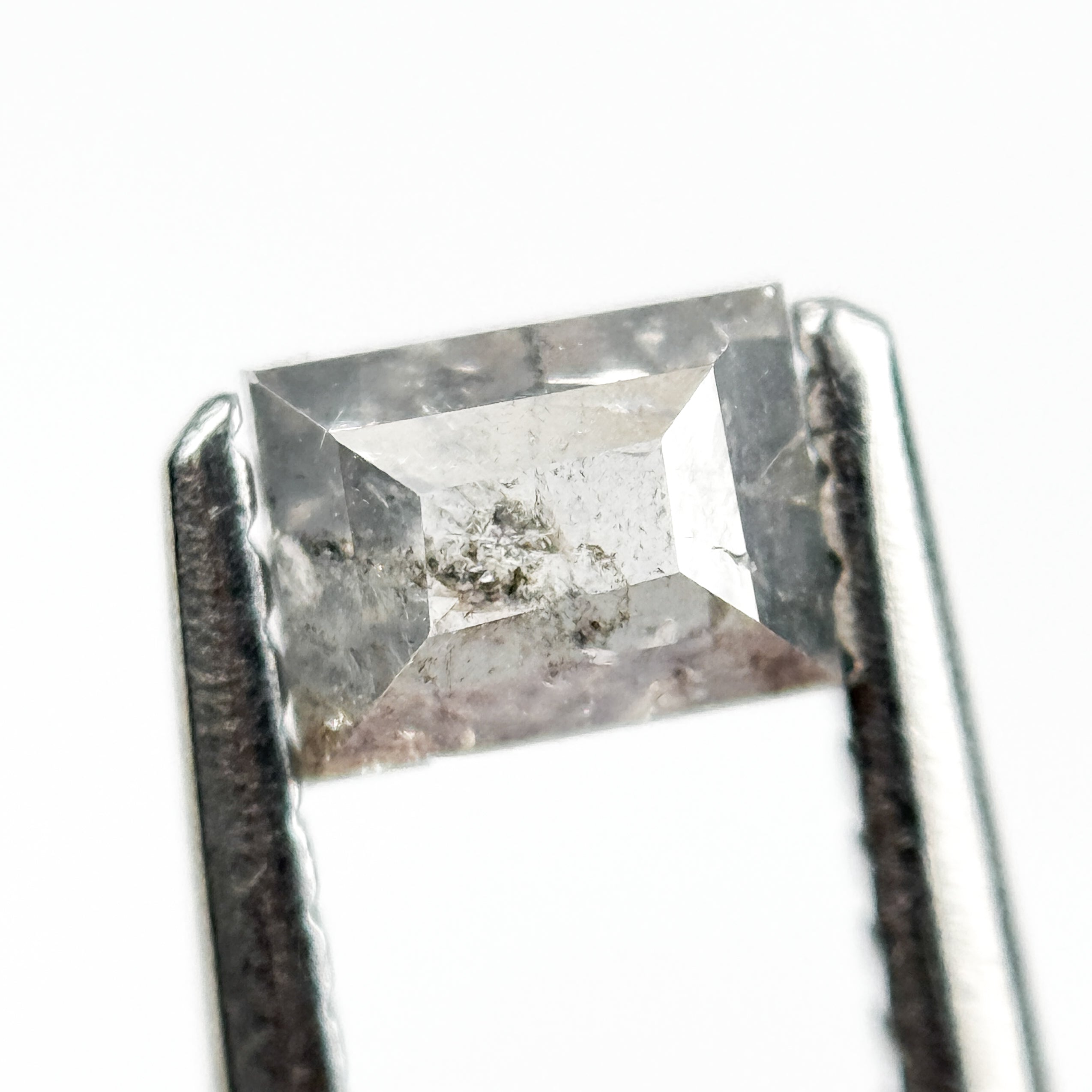 0.44 Ct Baguette Rose Cut Grey Natural Salt and Pepper Diamond
