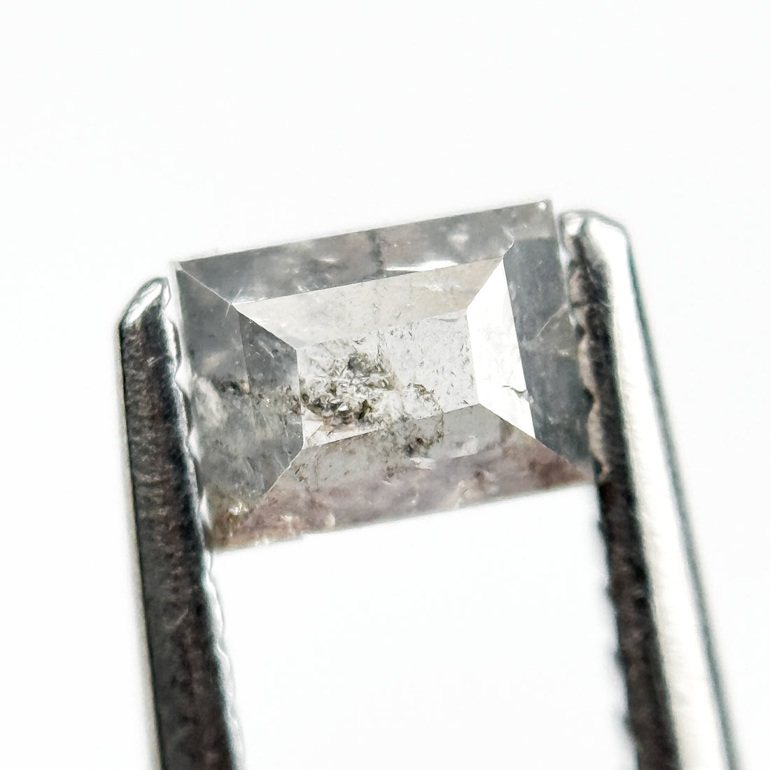 0.44 Ct Baguette Rose Cut Grey Natural Salt and Pepper Diamond